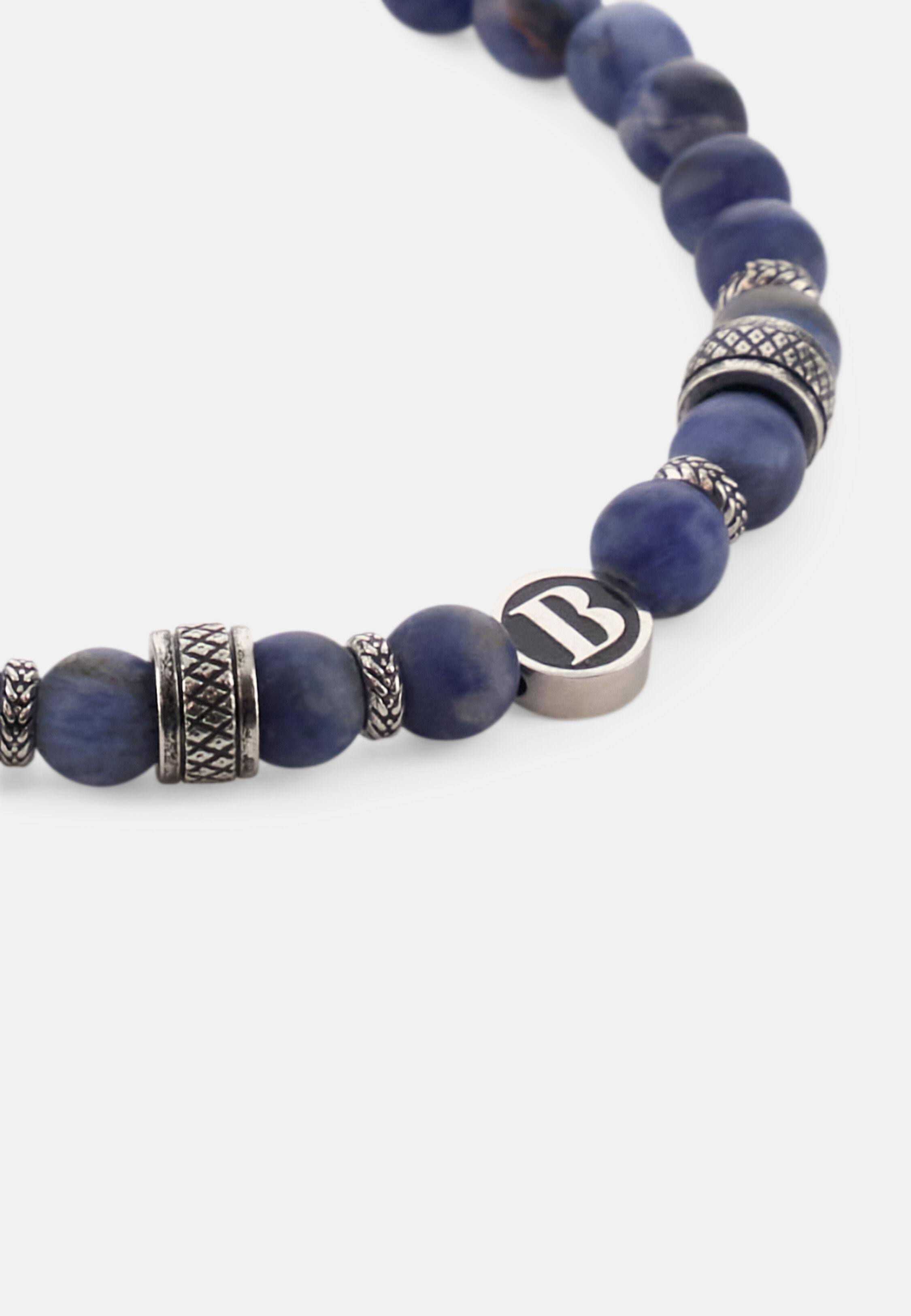 Steel Bracelet With Sodalite Beads Blue, 3901_MDBL, medium