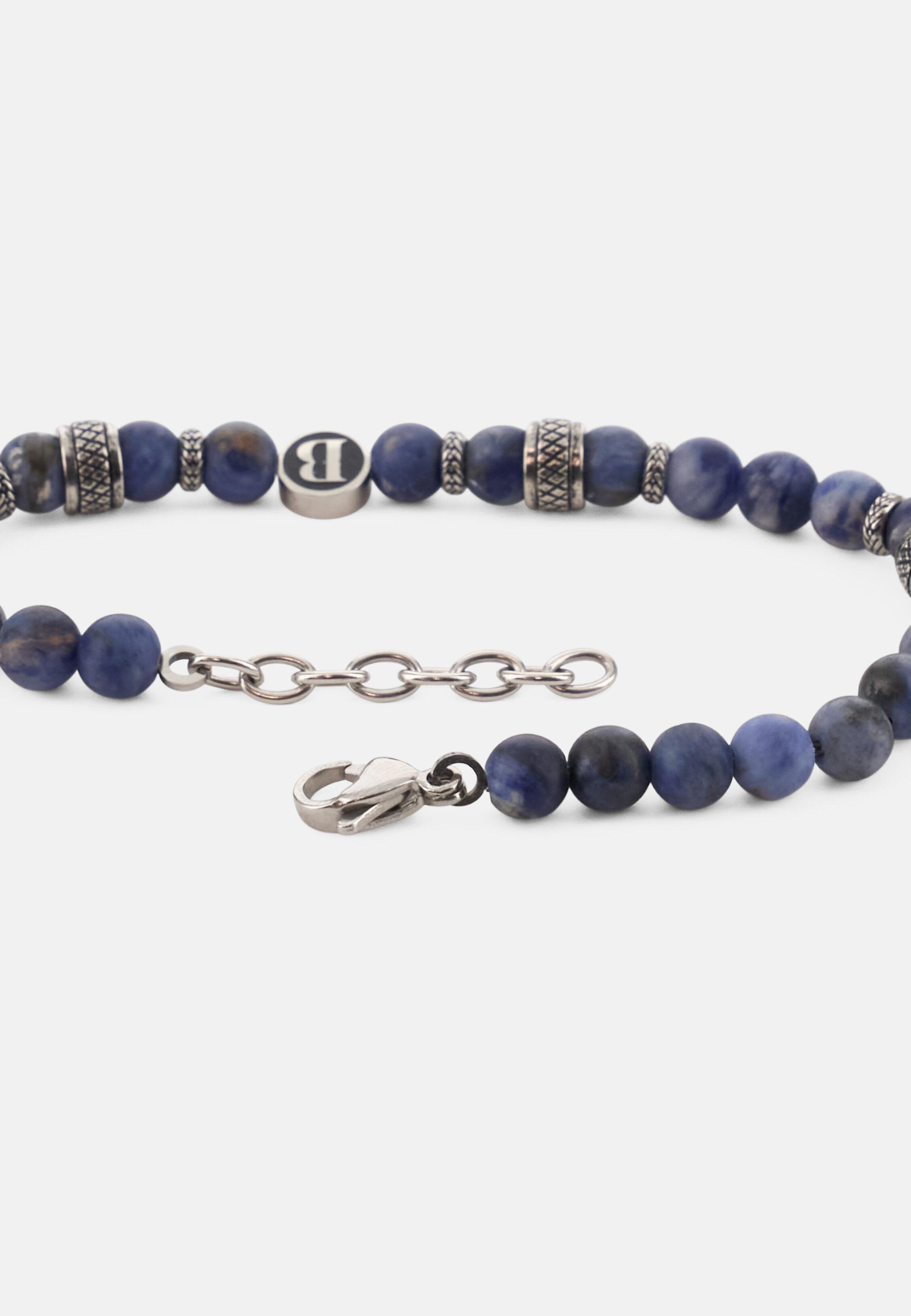 Steel Bracelet With Sodalite Beads Blue, 3901_MDBL, medium