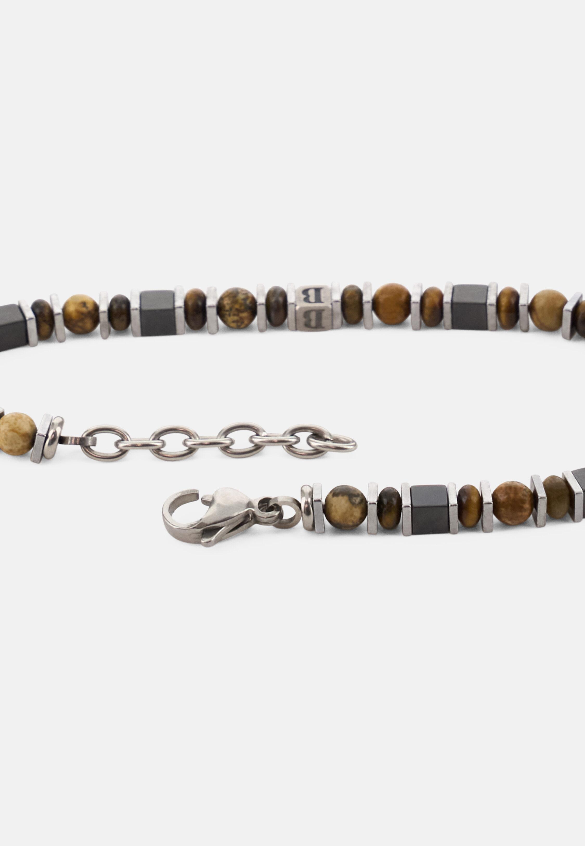 Steel Bracelet With Sodalite Beads Beige, 3901_BEIG, medium