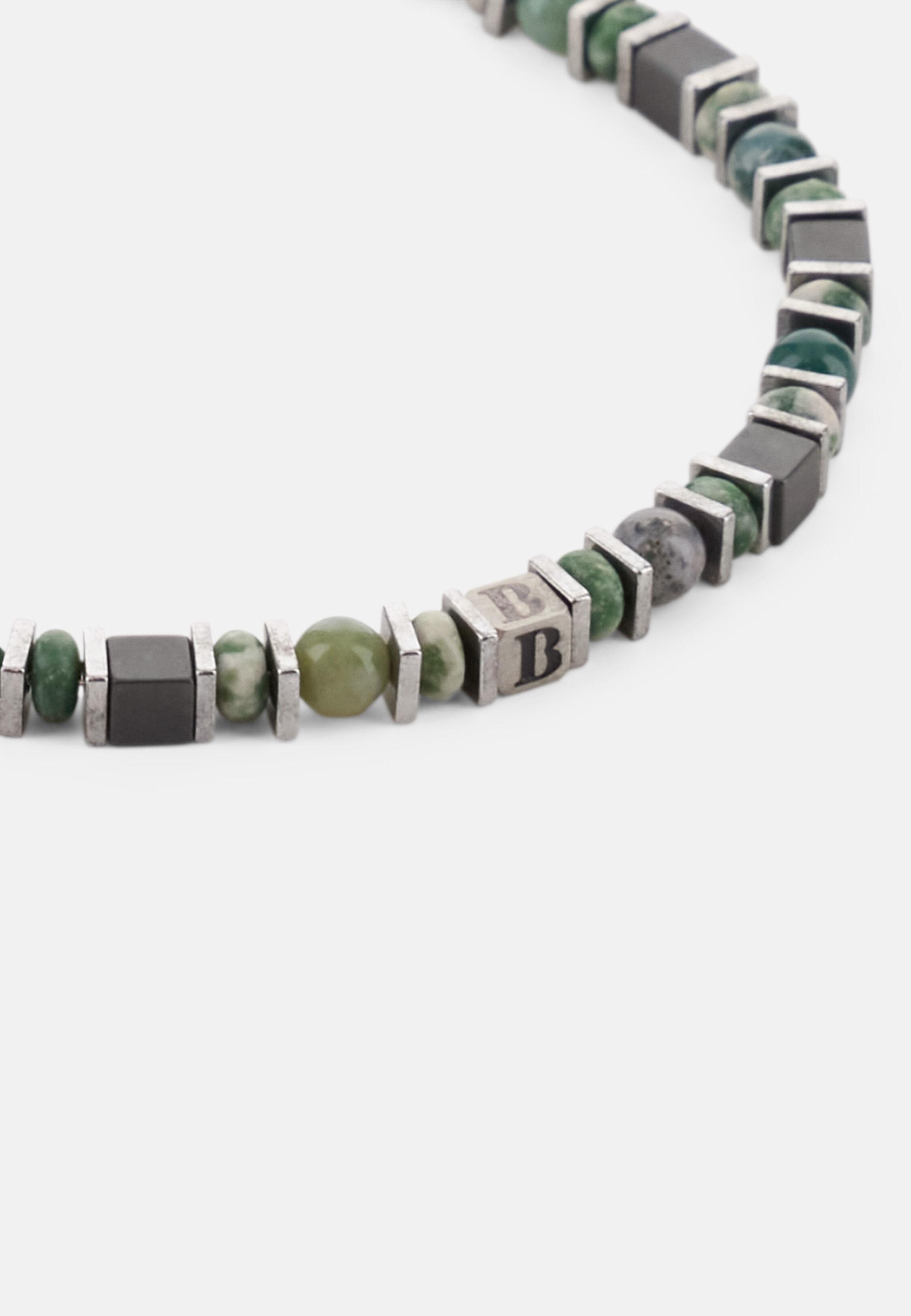 Steel Bracelet With Sodalite Beads Green, 3901_GREE, large image number 0