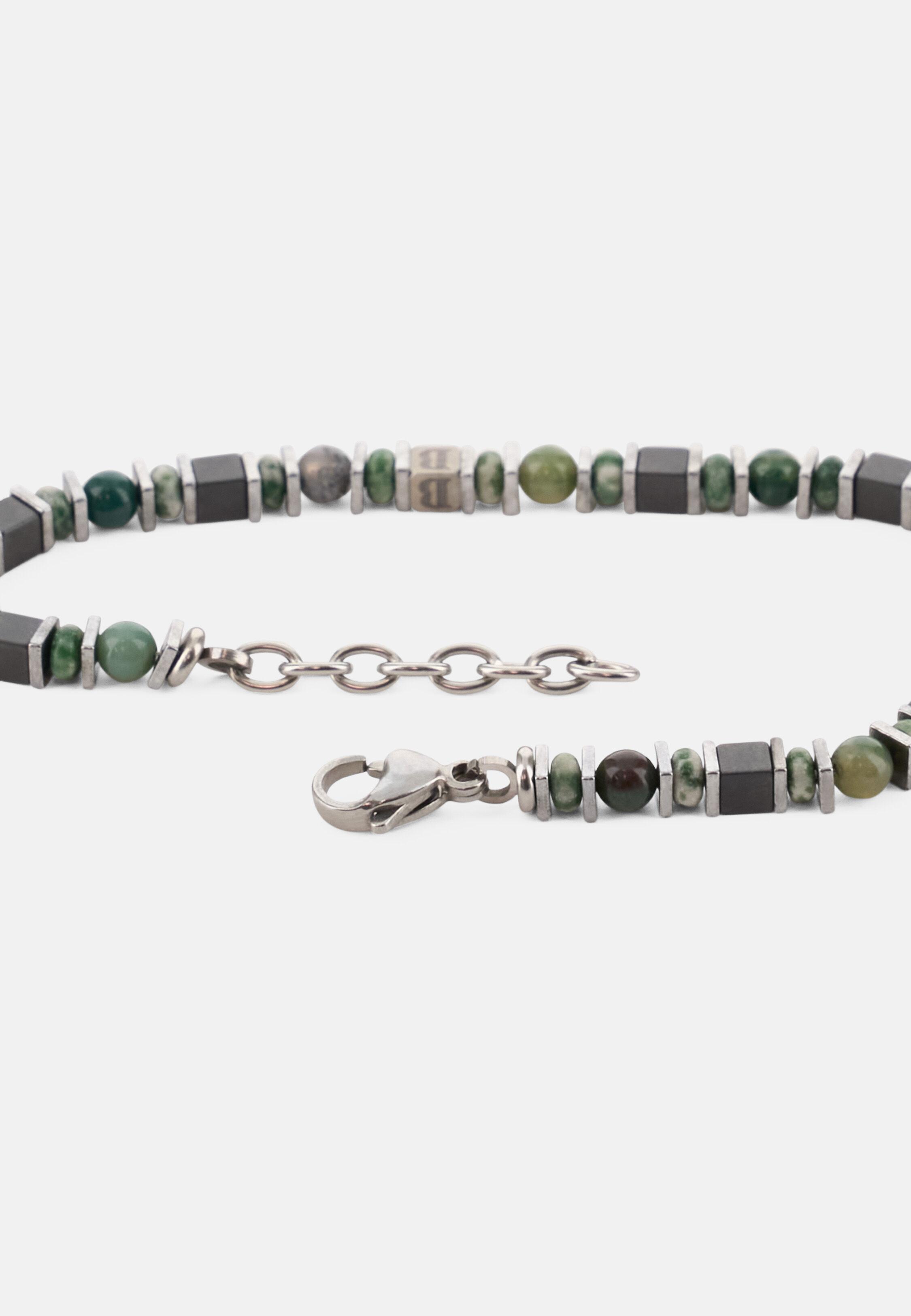 Steel Bracelet With Sodalite Beads Green, 3901_GREE, medium
