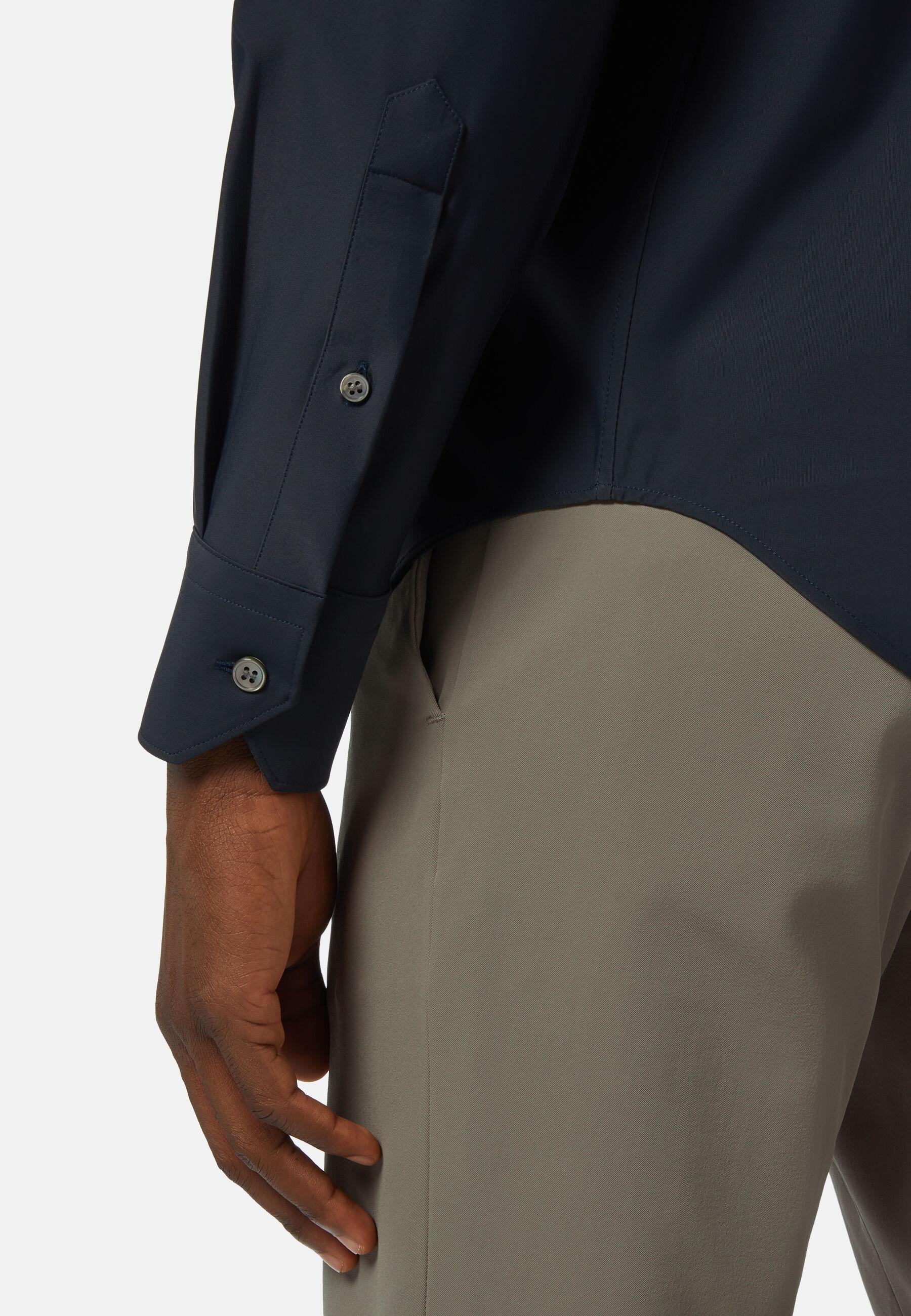 Stretch Nylon Slim Fit Shirt Navy, Navy blue, large image number 2
