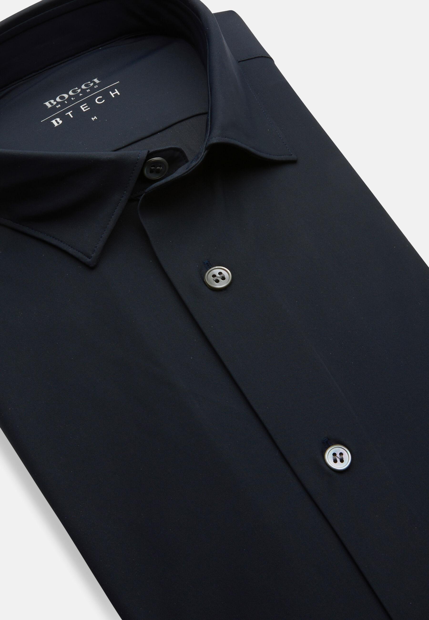 Stretch Nylon Slim Fit Shirt Navy, Navy blue, large image number 3