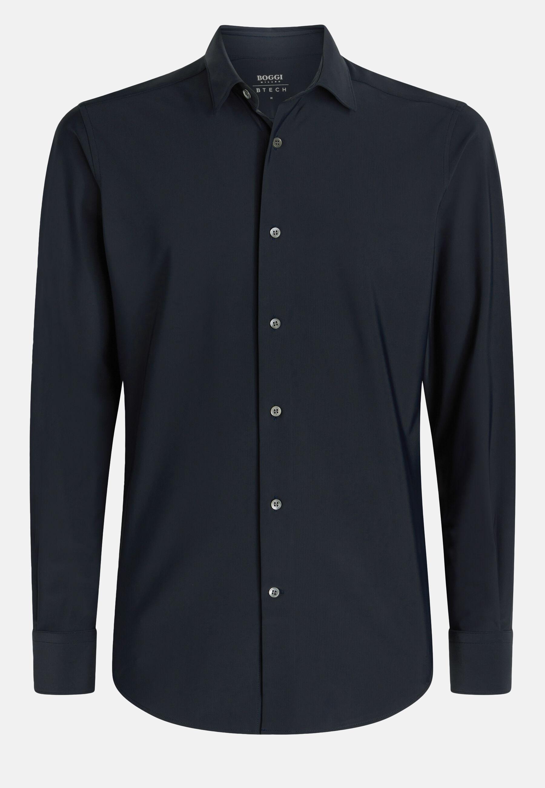 Stretch Nylon Slim Fit Shirt Navy, Navy blue, large image number 4
