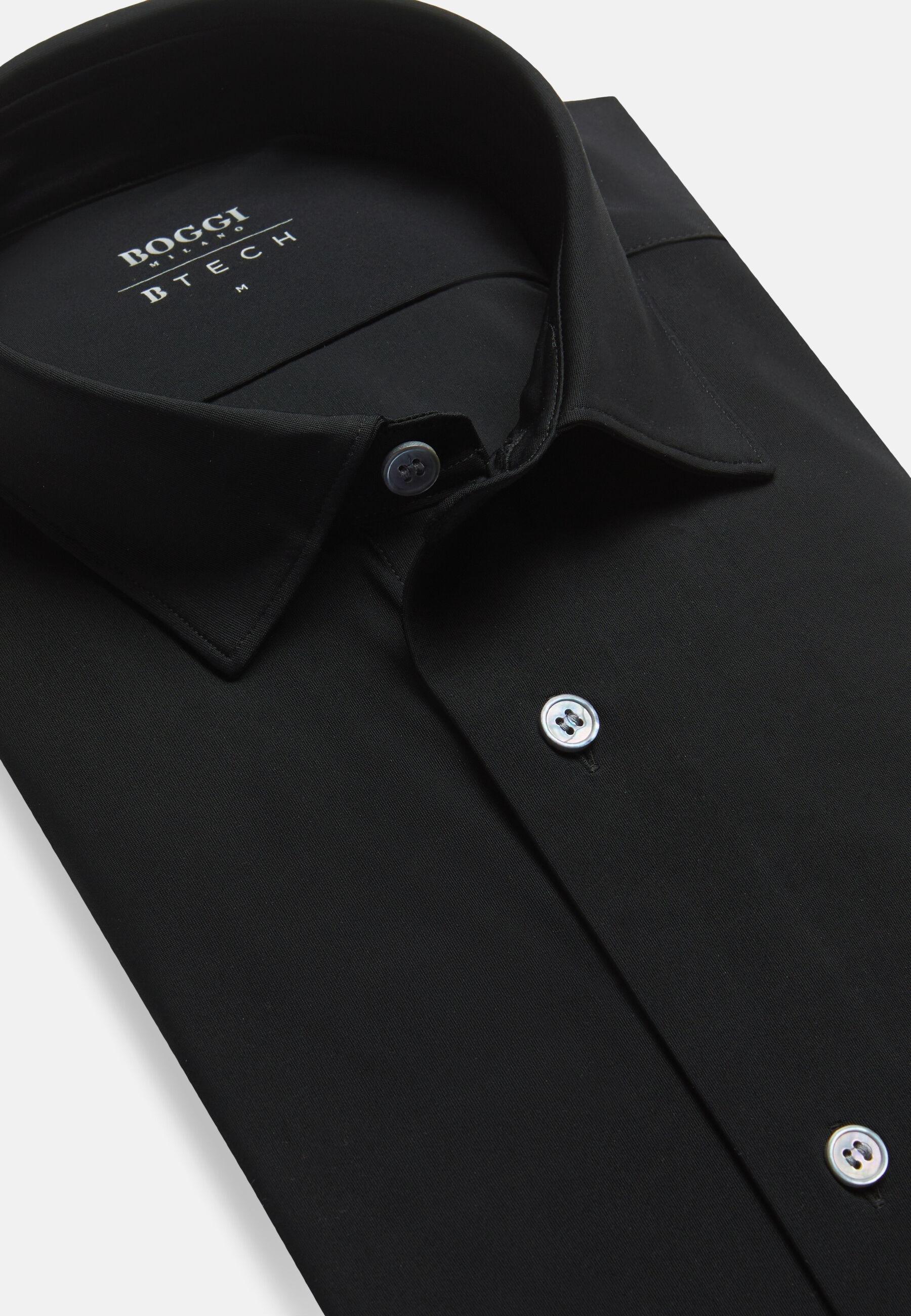 Stretch Nylon Slim Fit Shirt Black, Black, large image number 3