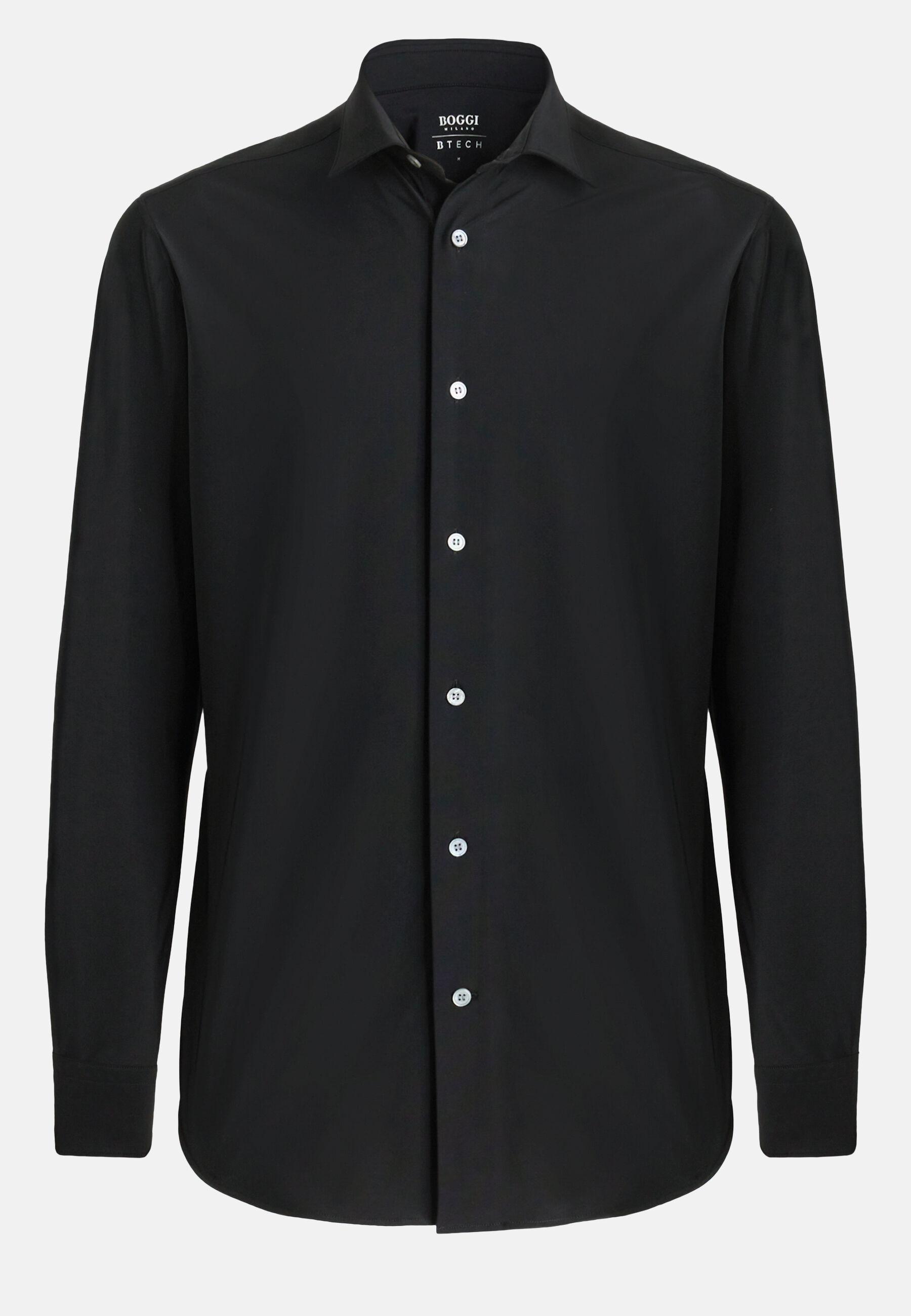 Stretch Nylon Slim Fit Shirt Black, Black, large image number 4