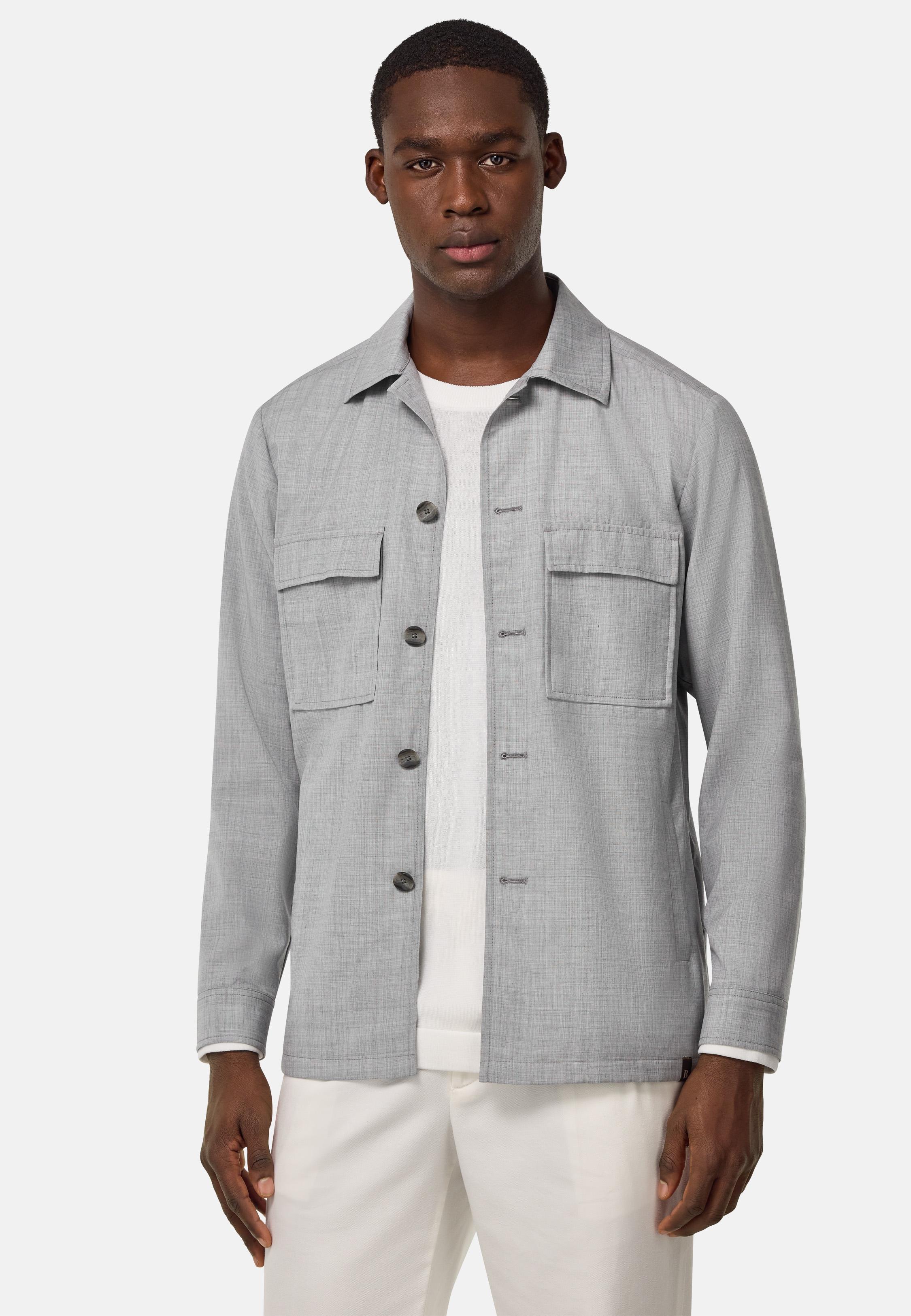 Link Wool Shirt Jacket Grey, , large image number 1