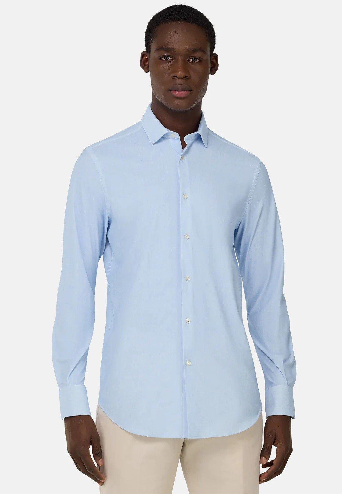 Blue Slim Fit Stretch Nylon Shirt, , large image number 1