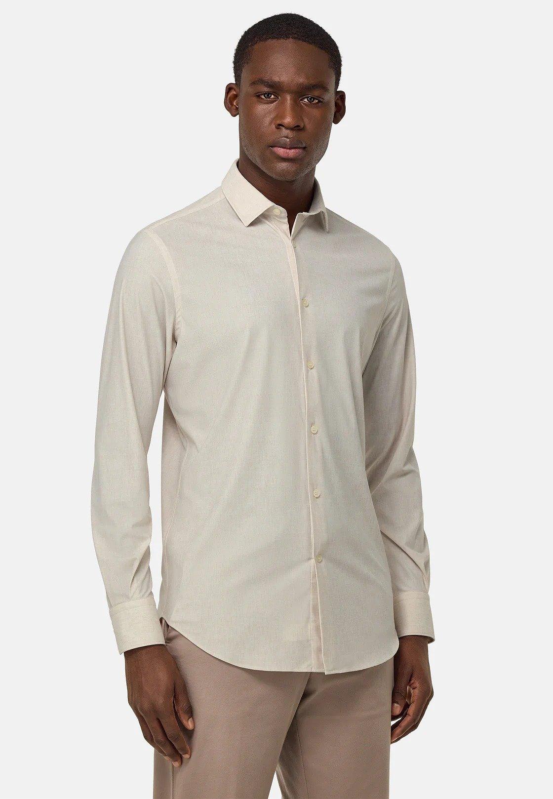 Beige Slim Fit Stretch Nylon Shirt, , large image number 1