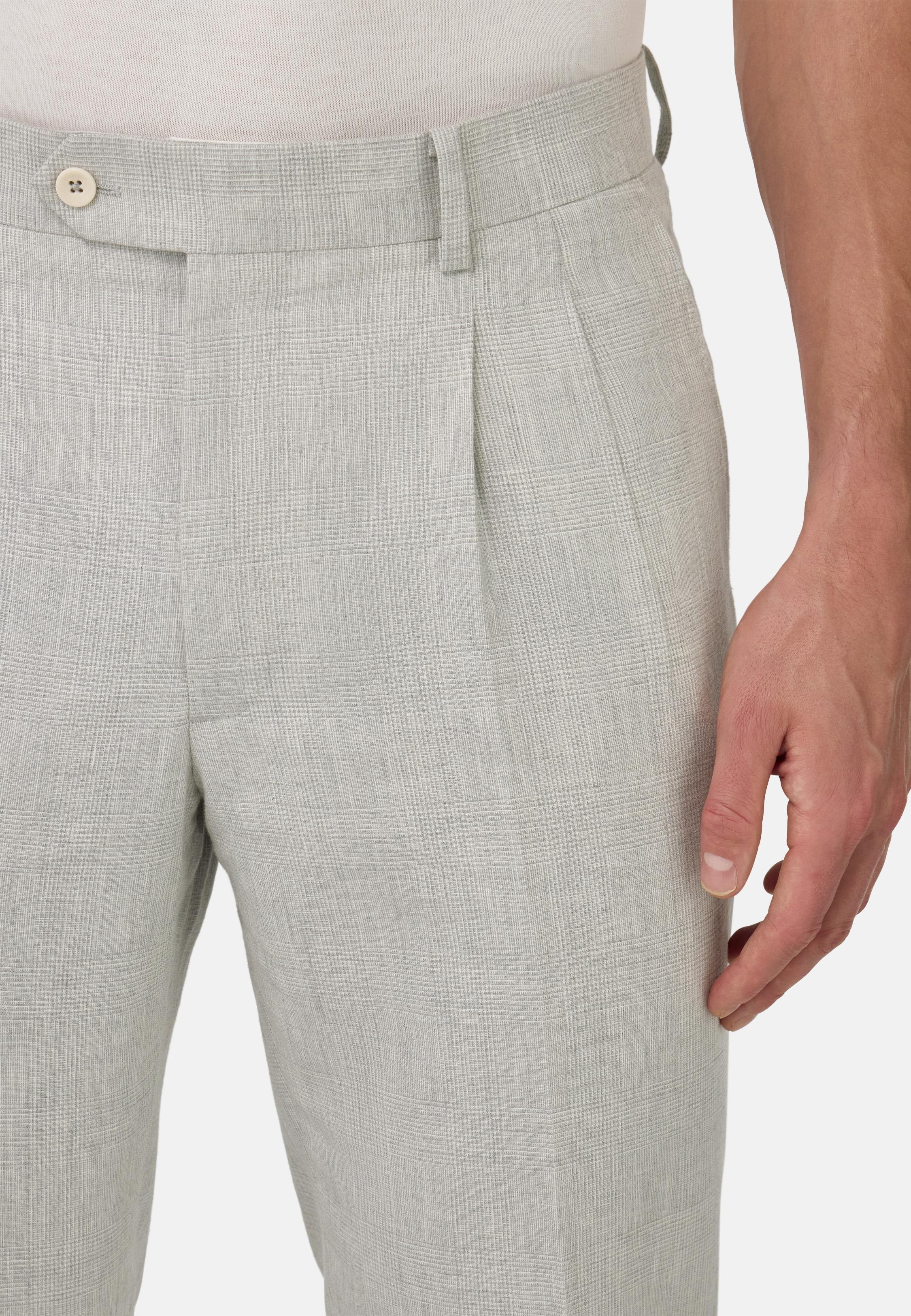 Prince of Wales Check Suit in Linen and Cotton Grey, , large image number 3