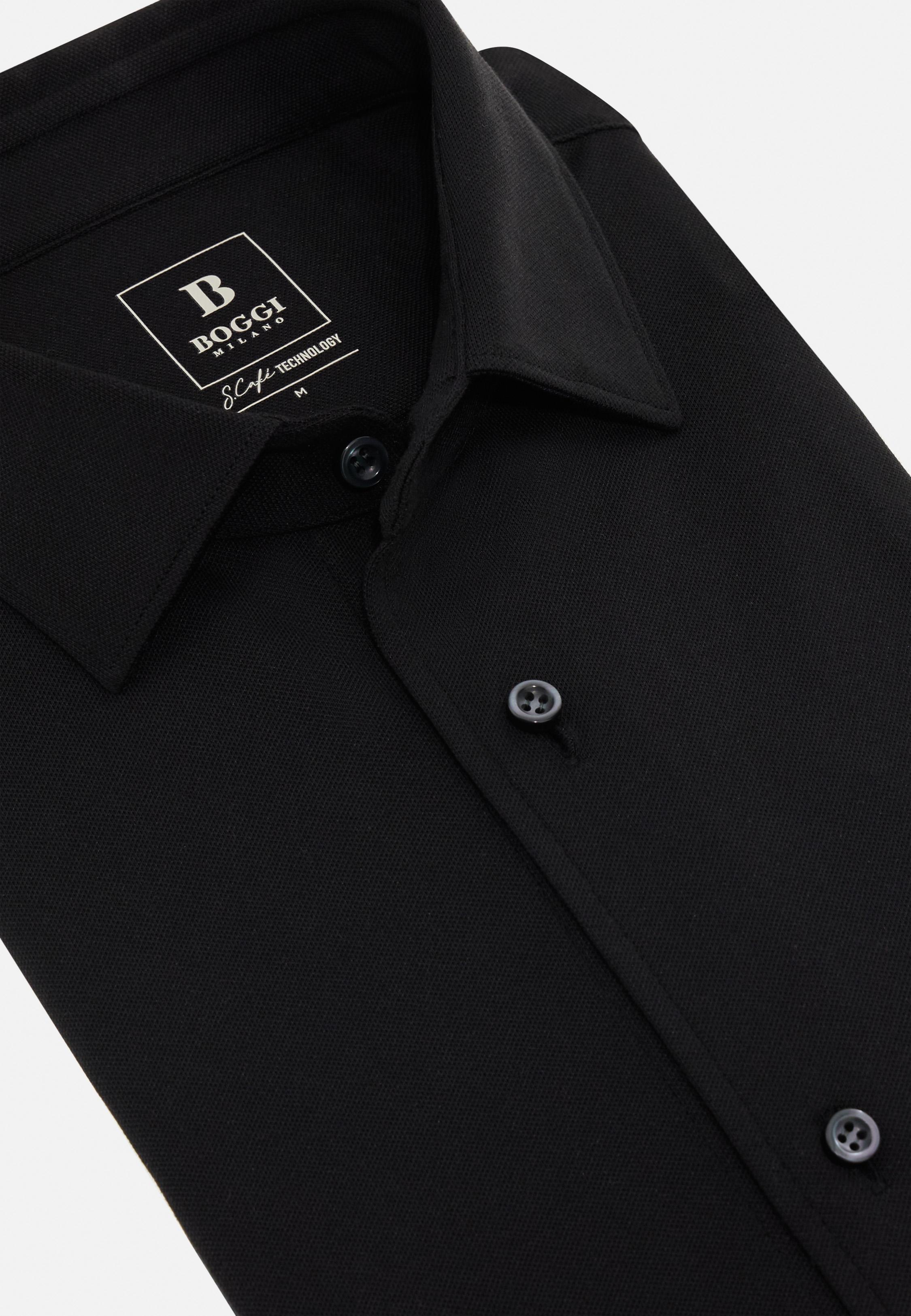 Black Cotton Pique Polo, , large image number 7