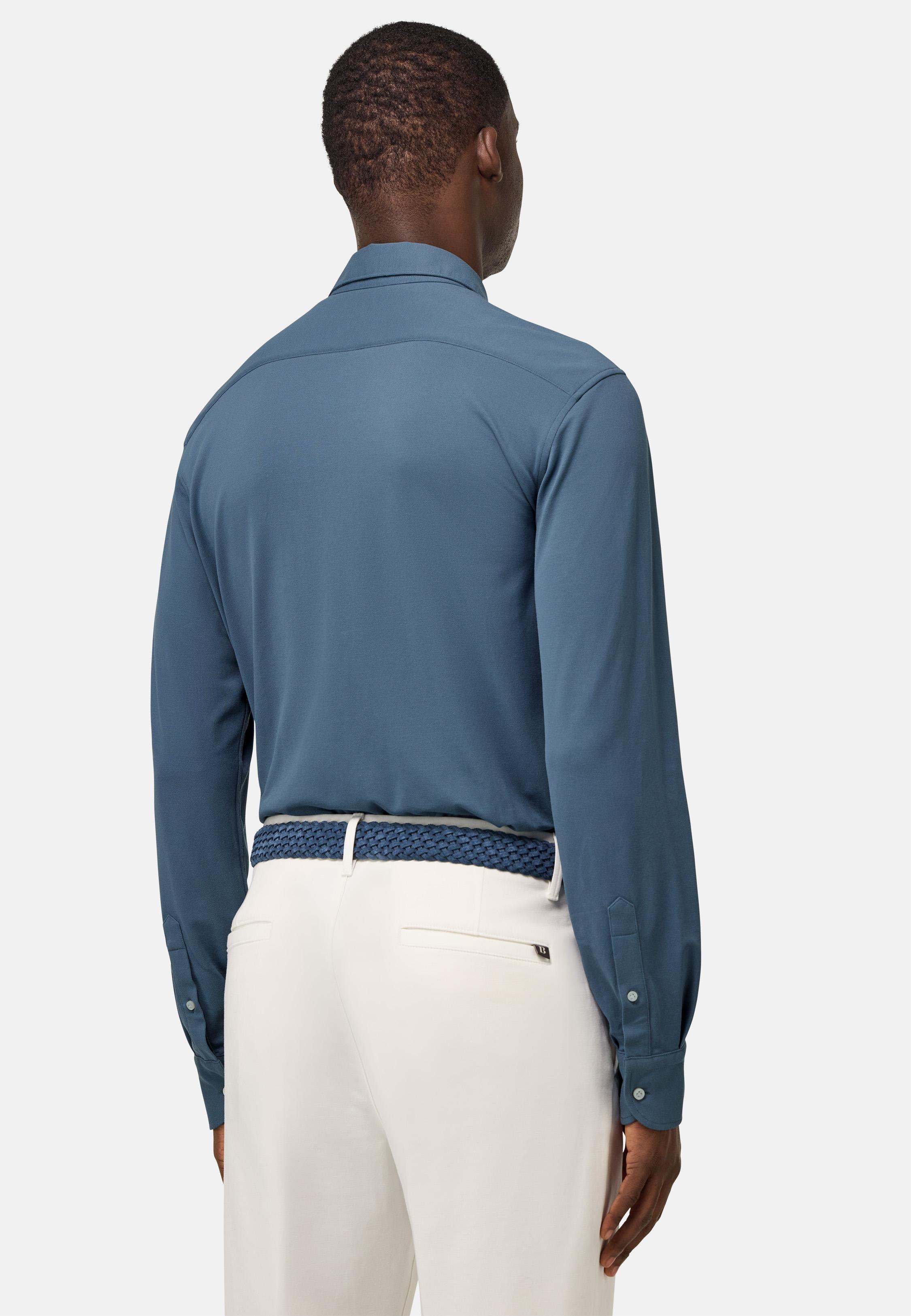 Blue S.Cafe Regular High-Performance Pique Polo Shirt, Air-blue, medium