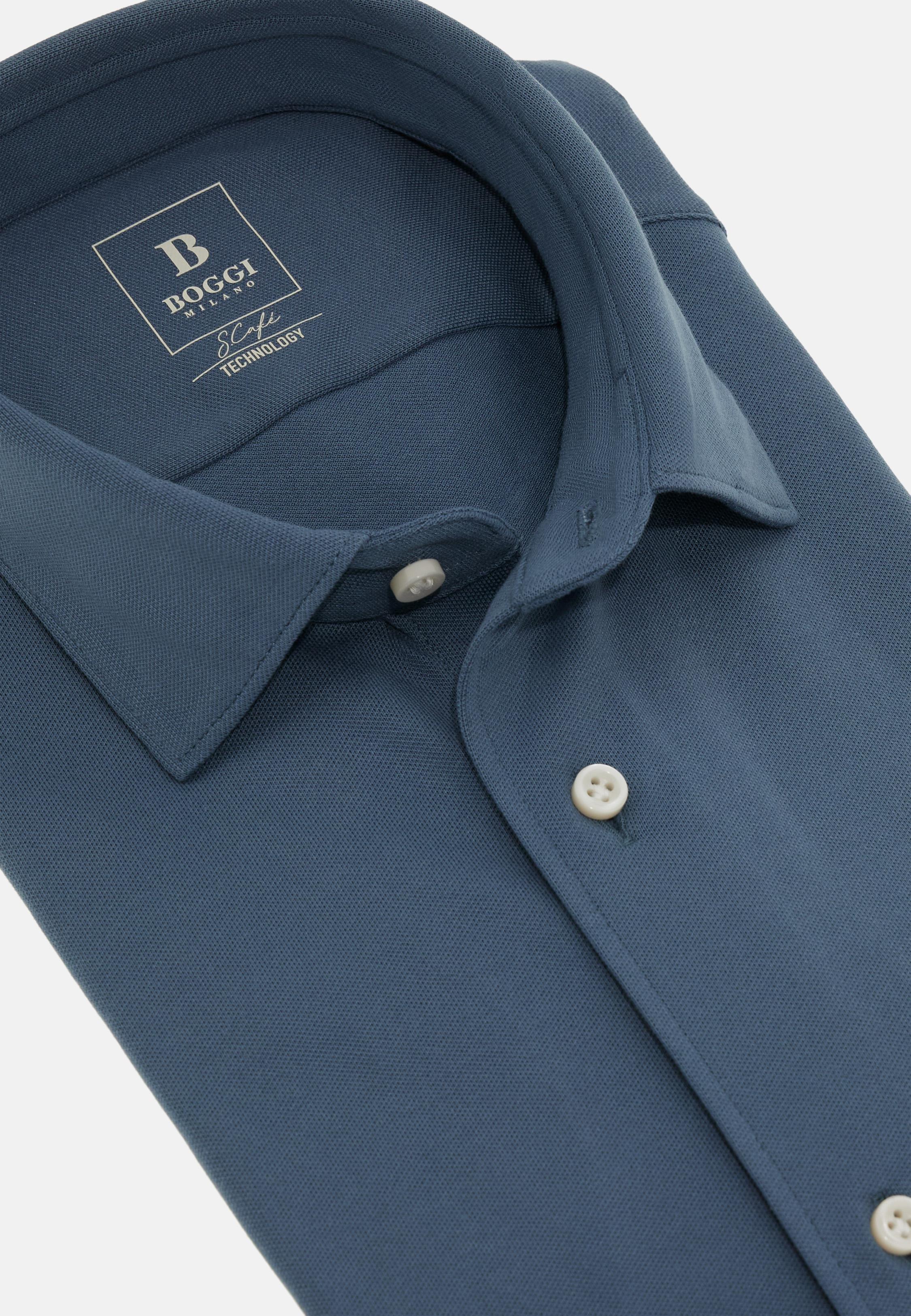 Blue S.Cafe Regular High-Performance Pique Polo Shirt, Air-blue, large image number 4