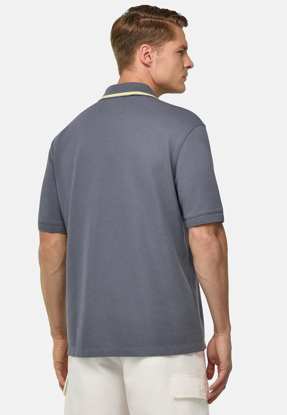 Grey Cotton Pique Polo Shirt, , large image number 2