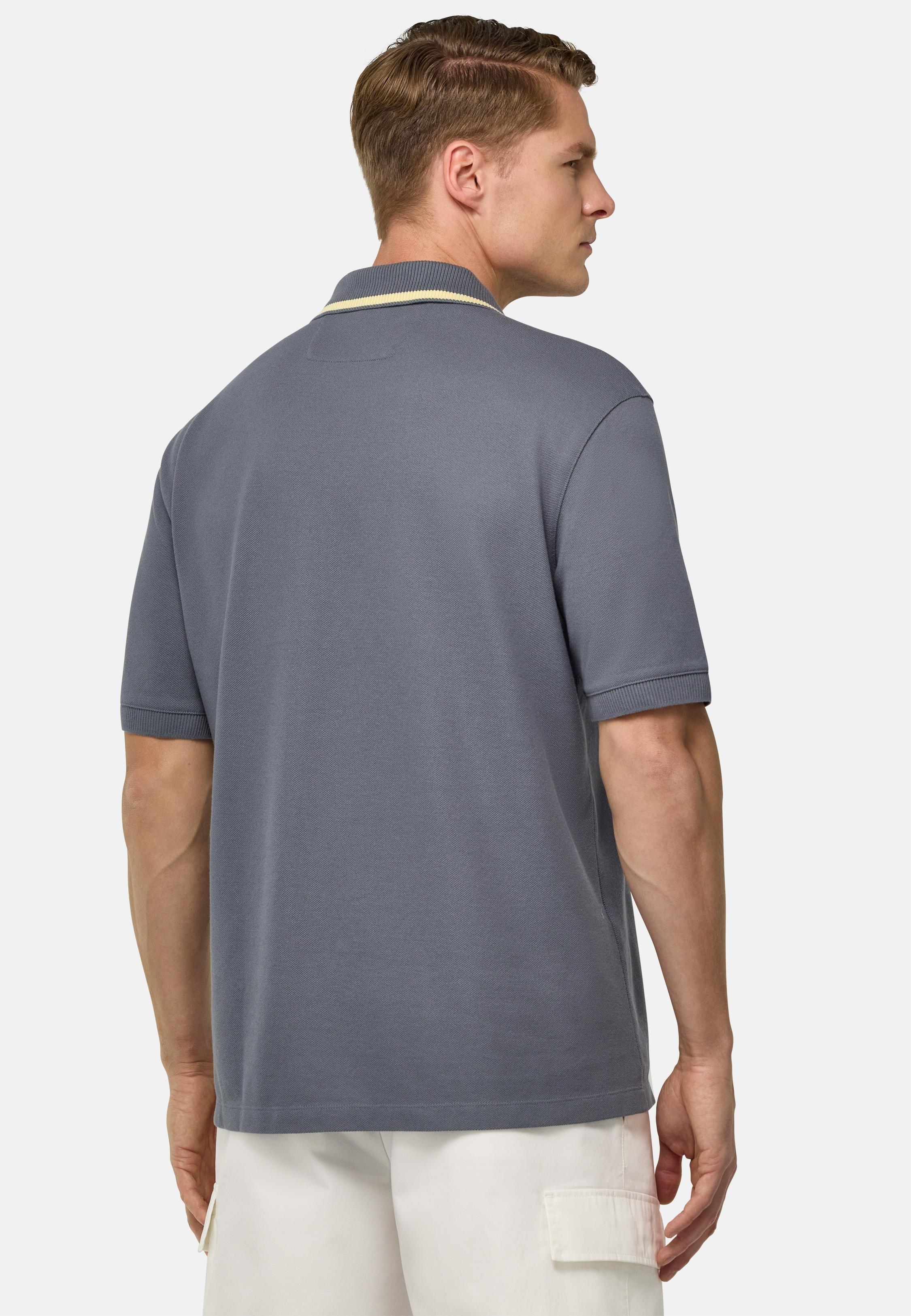 Cotton Pique Polo Shirt Grey, , large image number 3