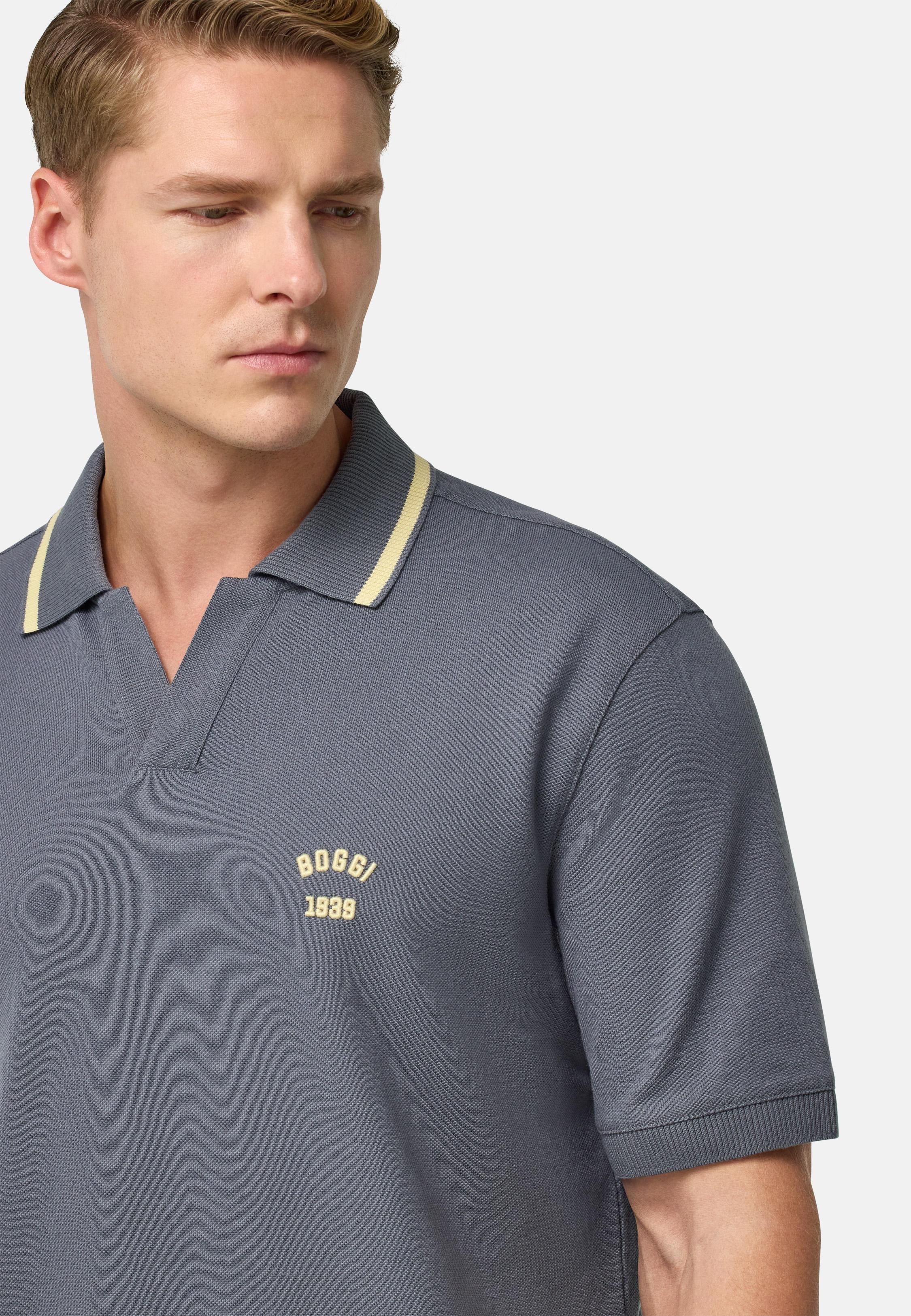 Cotton Pique Polo Shirt Grey, , large image number 5