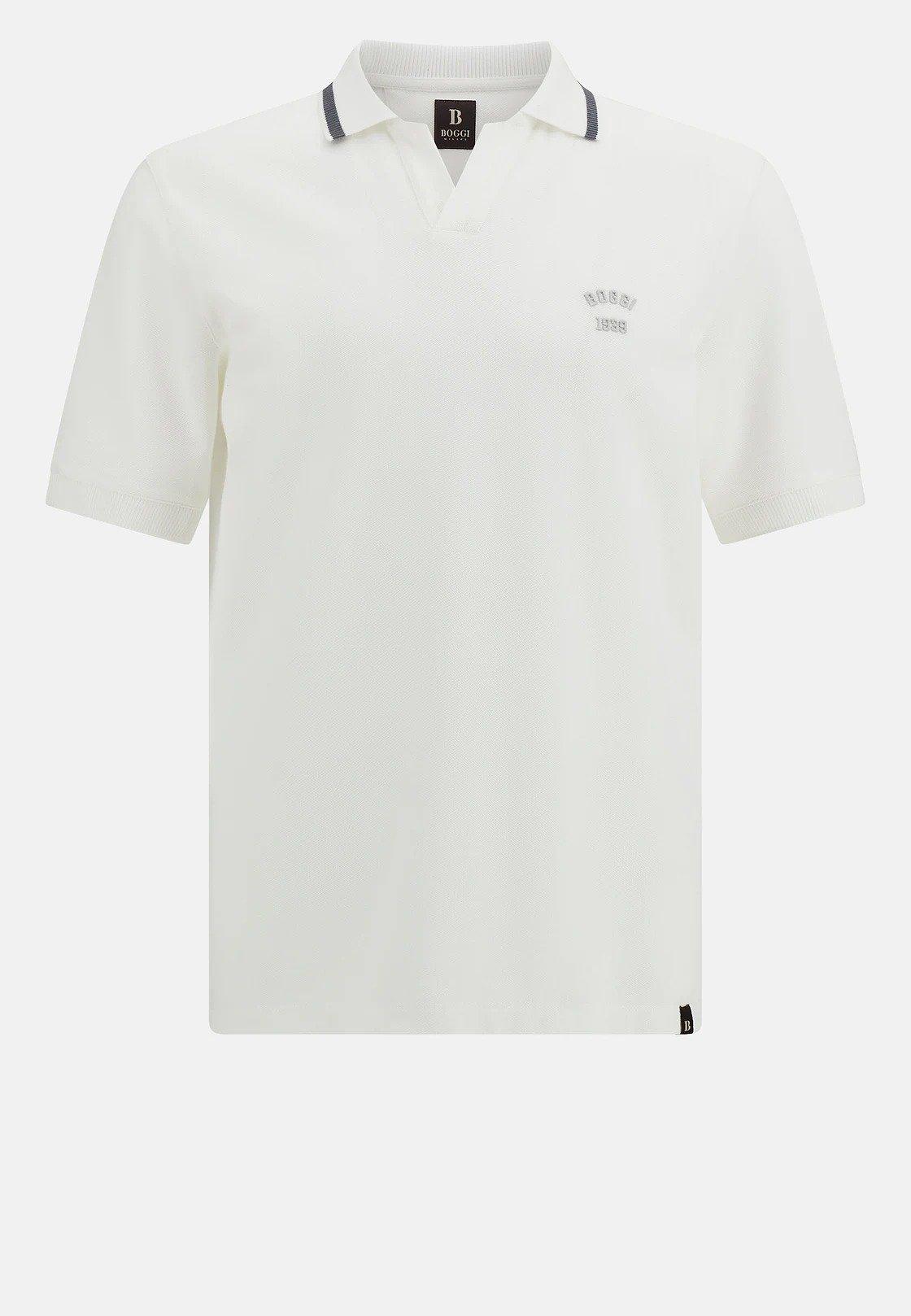 White Cotton Pique Polo Shirt, , large image number 4