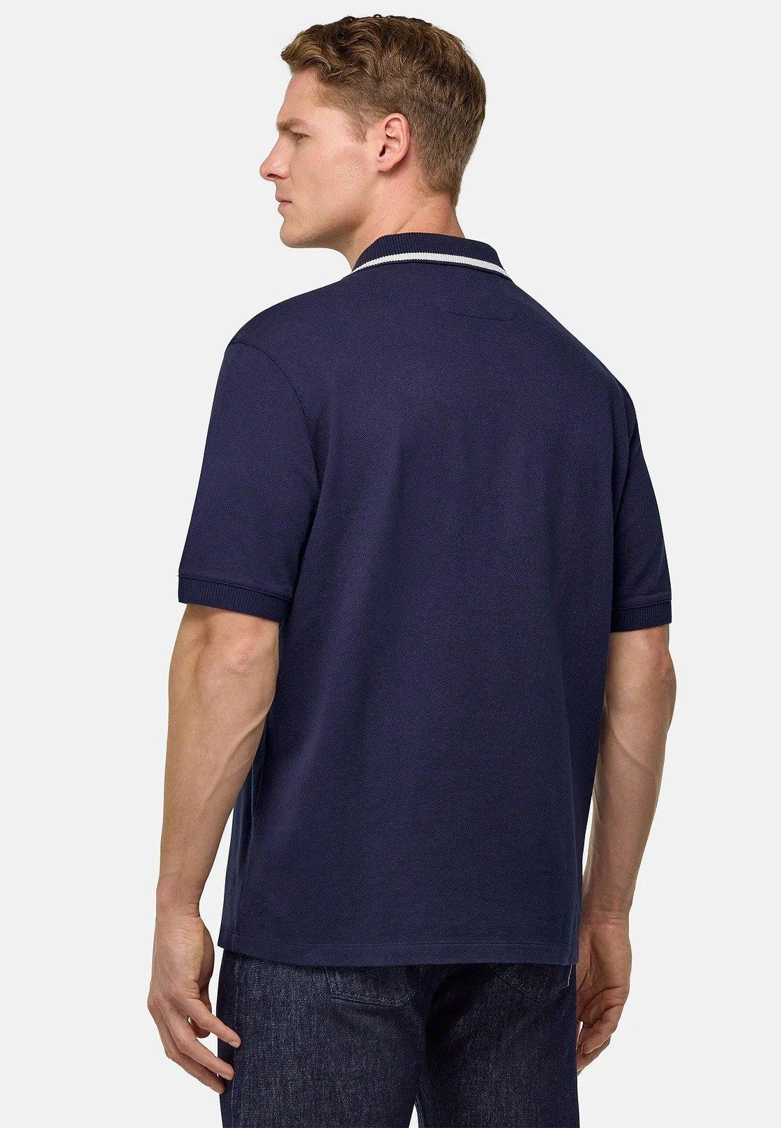 Cotton Pique Polo Shirt Navy, Navy blue, large image number 4