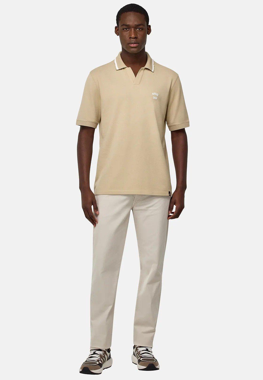 Cotton Pique Polo Shirt Beige, , large image number 0