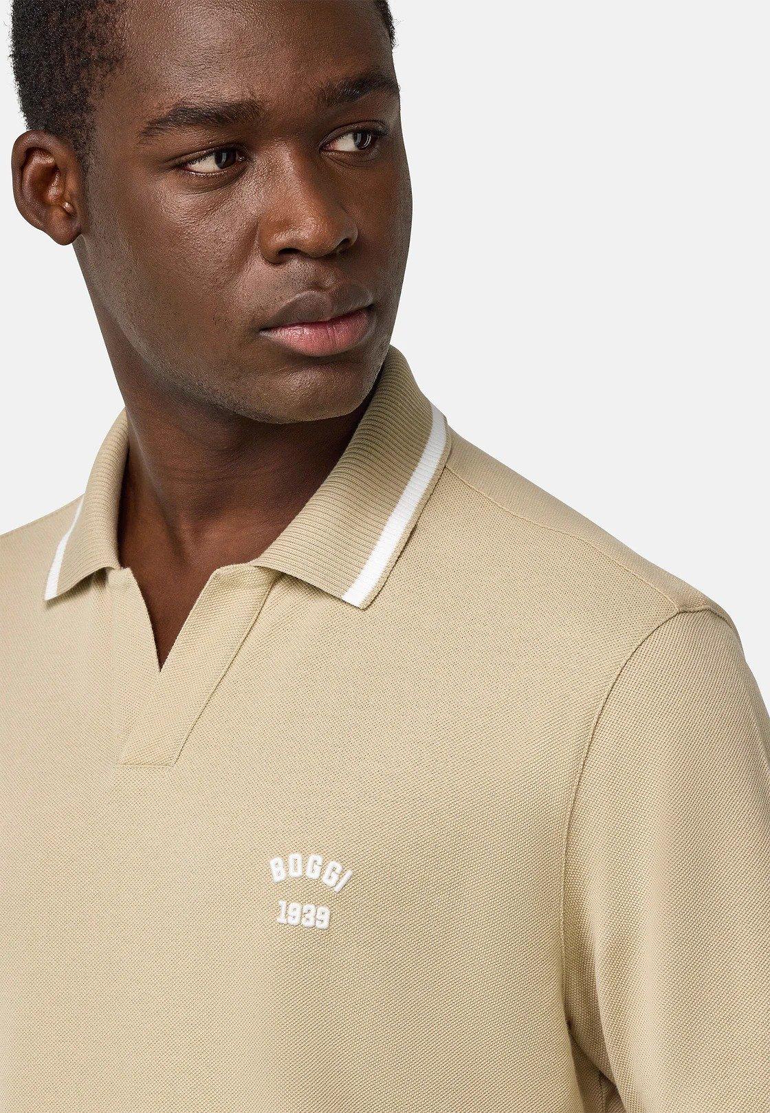 Beige Cotton Pique Polo Shirt, , large image number 3