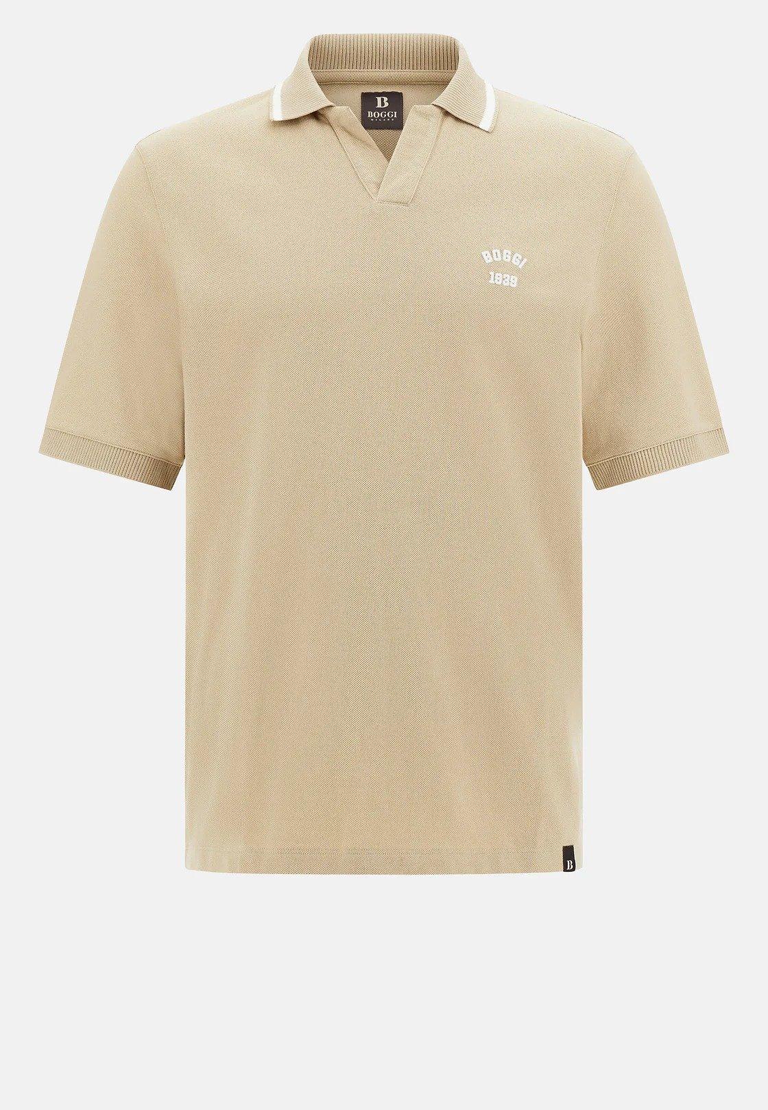 Beige Cotton Pique Polo Shirt, , large image number 4