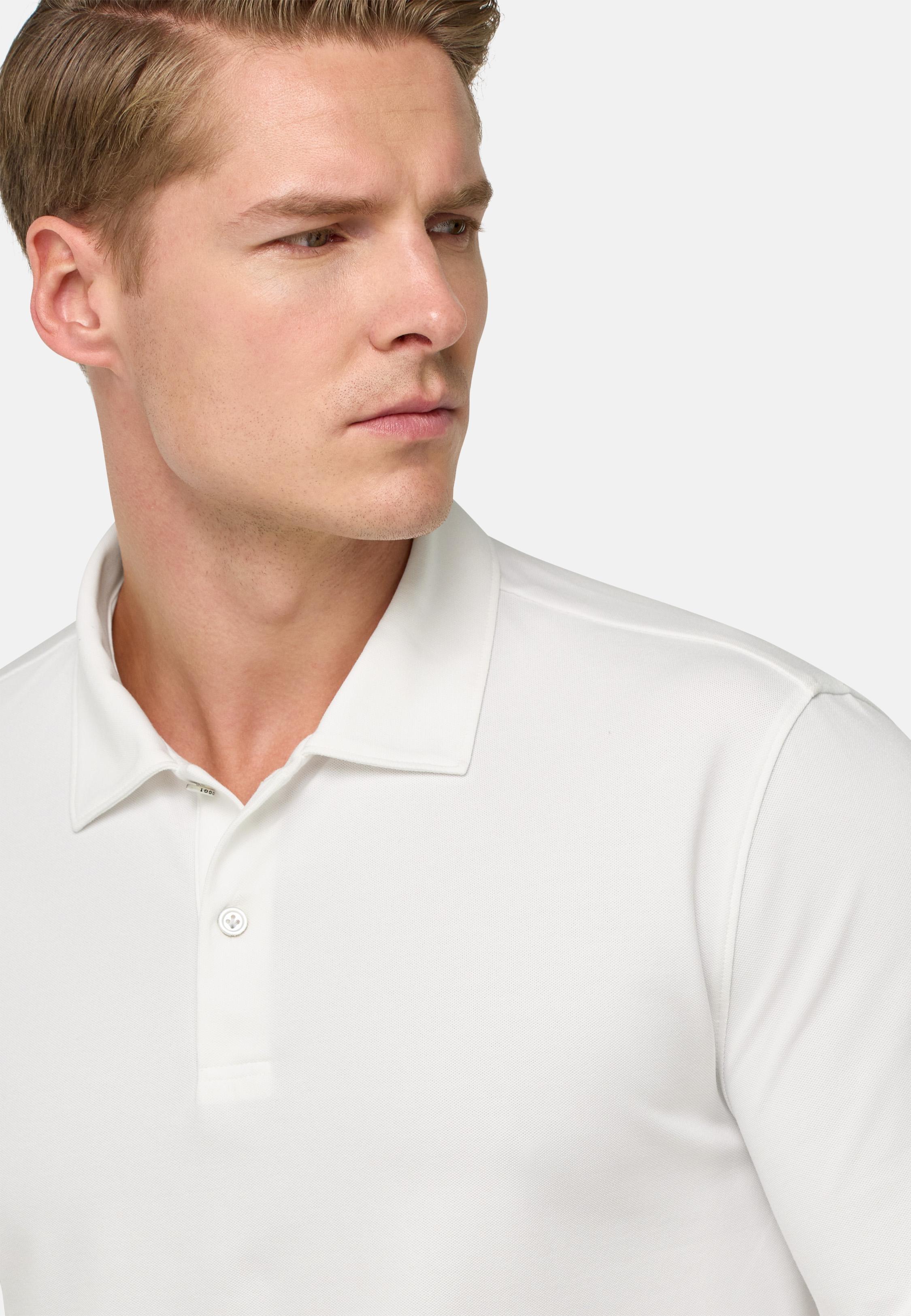 S. Cafe High-Performance Pique Polo Shirt White, , large image number 5