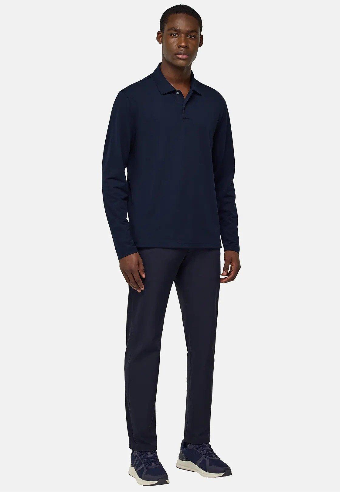 S. Cafe High-Performance Pique Polo Shirt Navy, , large image number 0