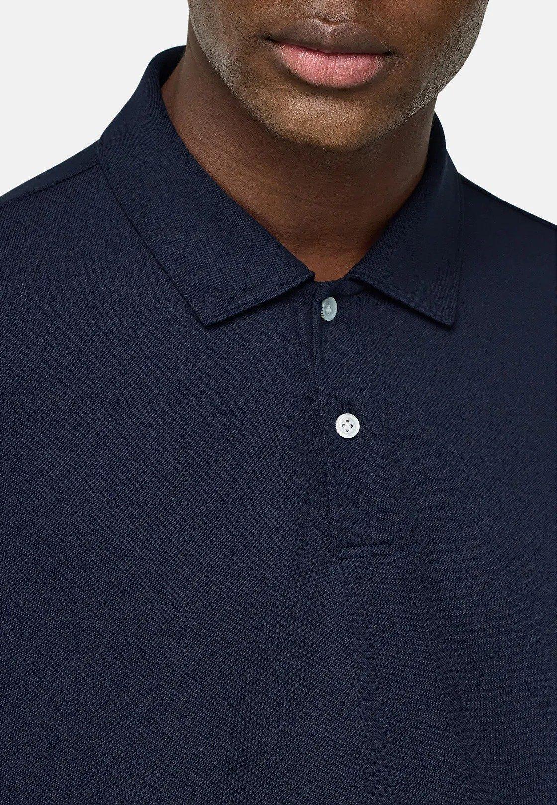 S. Cafe High-Performance Pique Polo Shirt Navy, , large image number 3