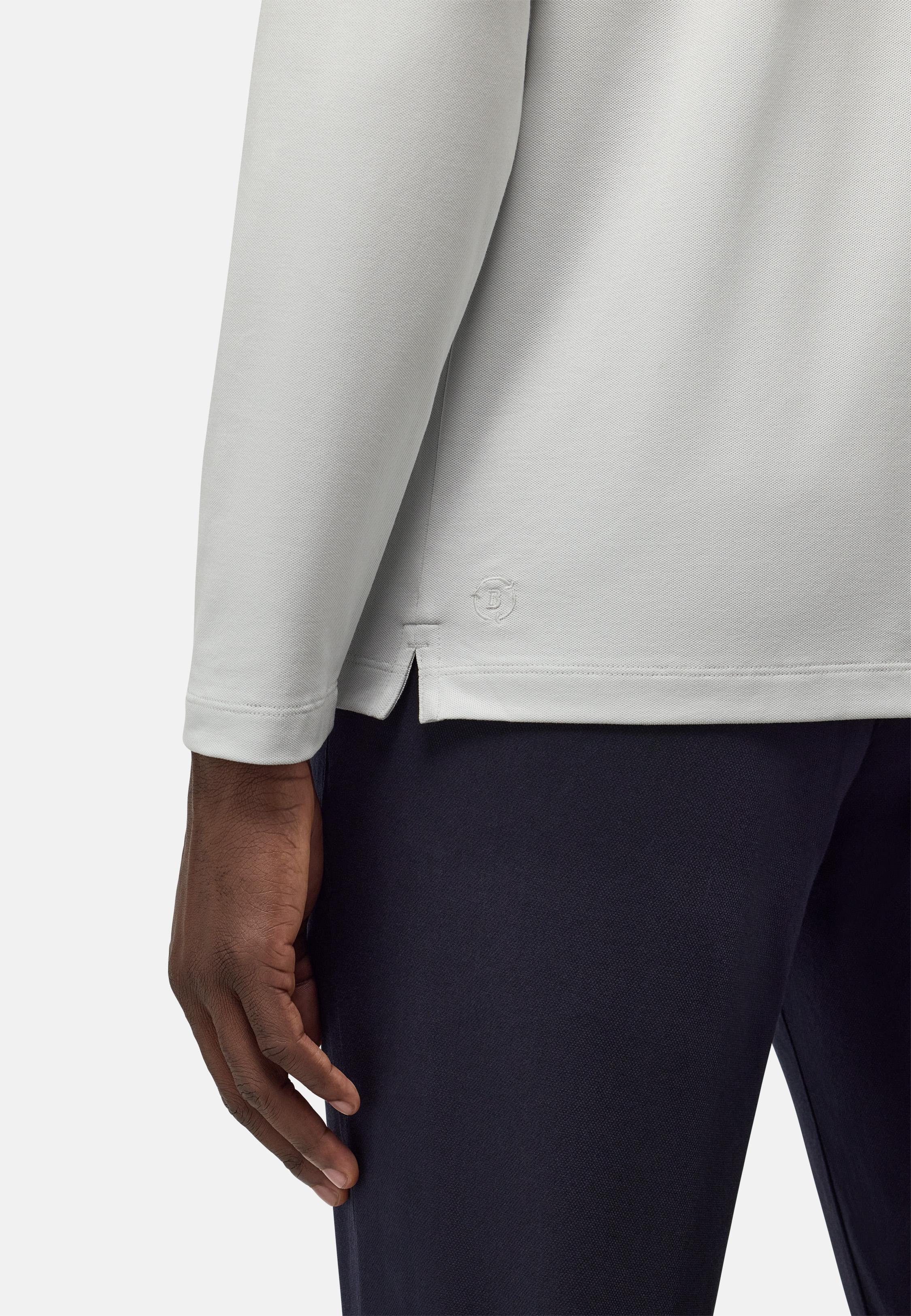 S. Cafe High-Performance Pique Polo Shirt White, 3901_ICE, large image number 5