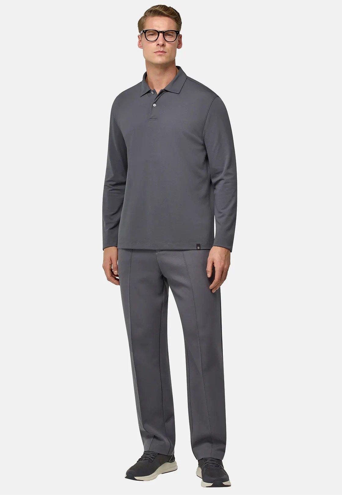 S. Cafe High-Performance Pique Polo Shirt Grey, , large image number 0