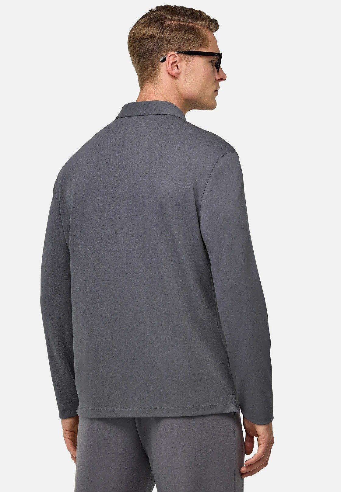 S. Cafe High-Performance Pique Polo Shirt Grey, , large image number 2