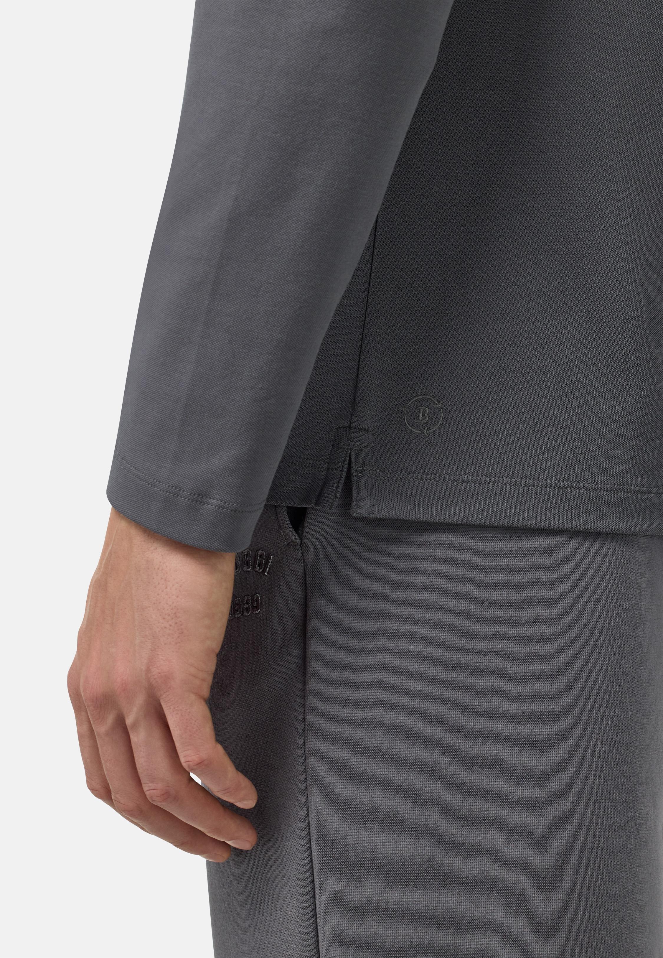 Grey Plain Cotton Pique Polo, , large image number 5