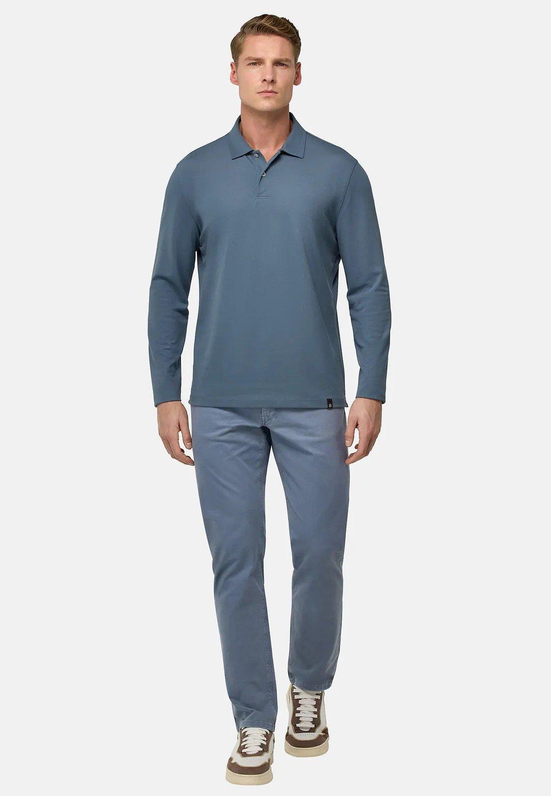 S. Cafe High-Performance Pique Polo Shirt Blue, , large image number 0