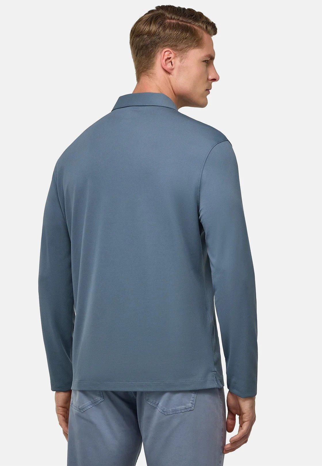 S. Cafe High-Performance Pique Polo Shirt Blue, , large image number 2