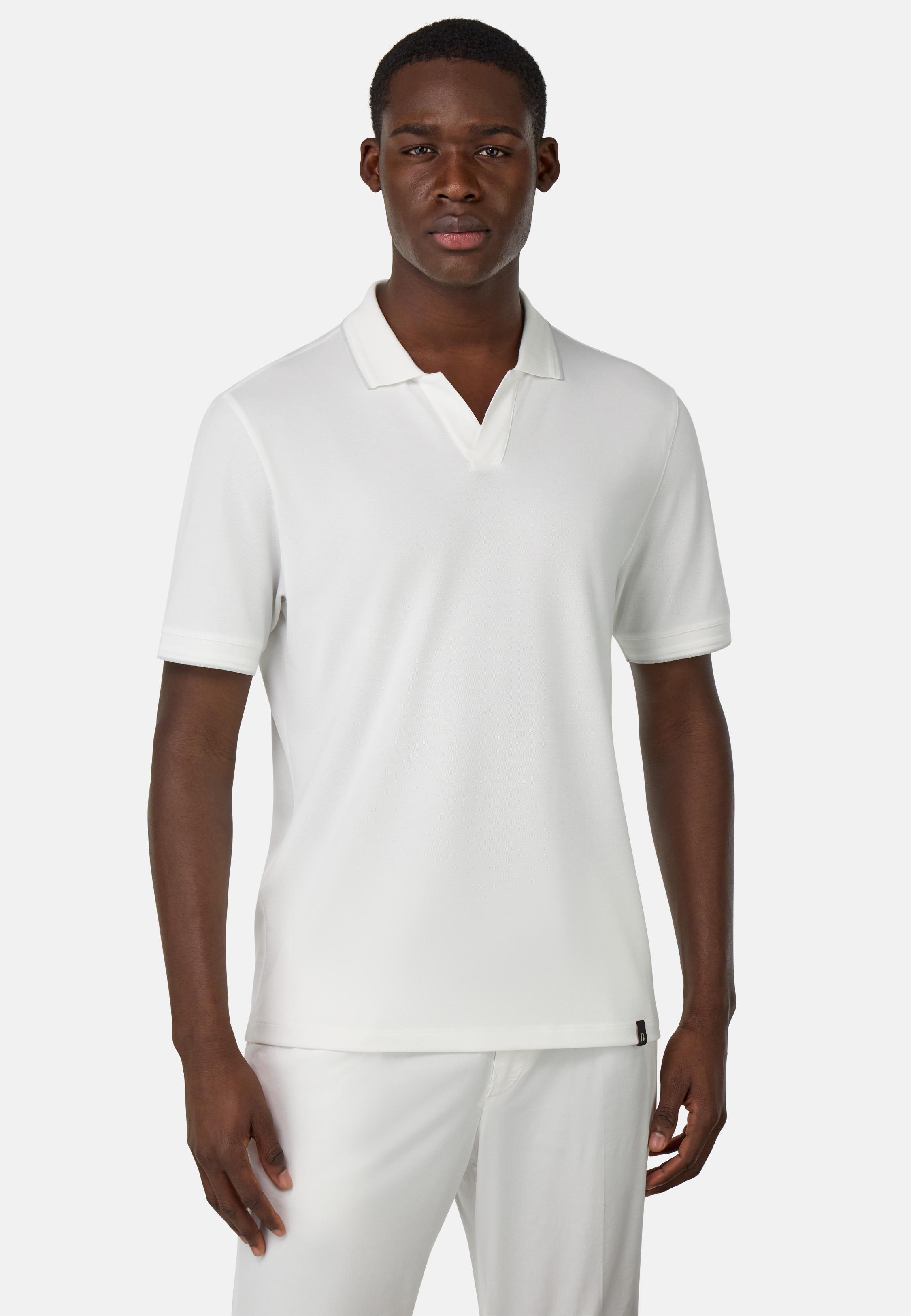 S.Cafe High-Performance Pique Polo Shirt White, White, medium