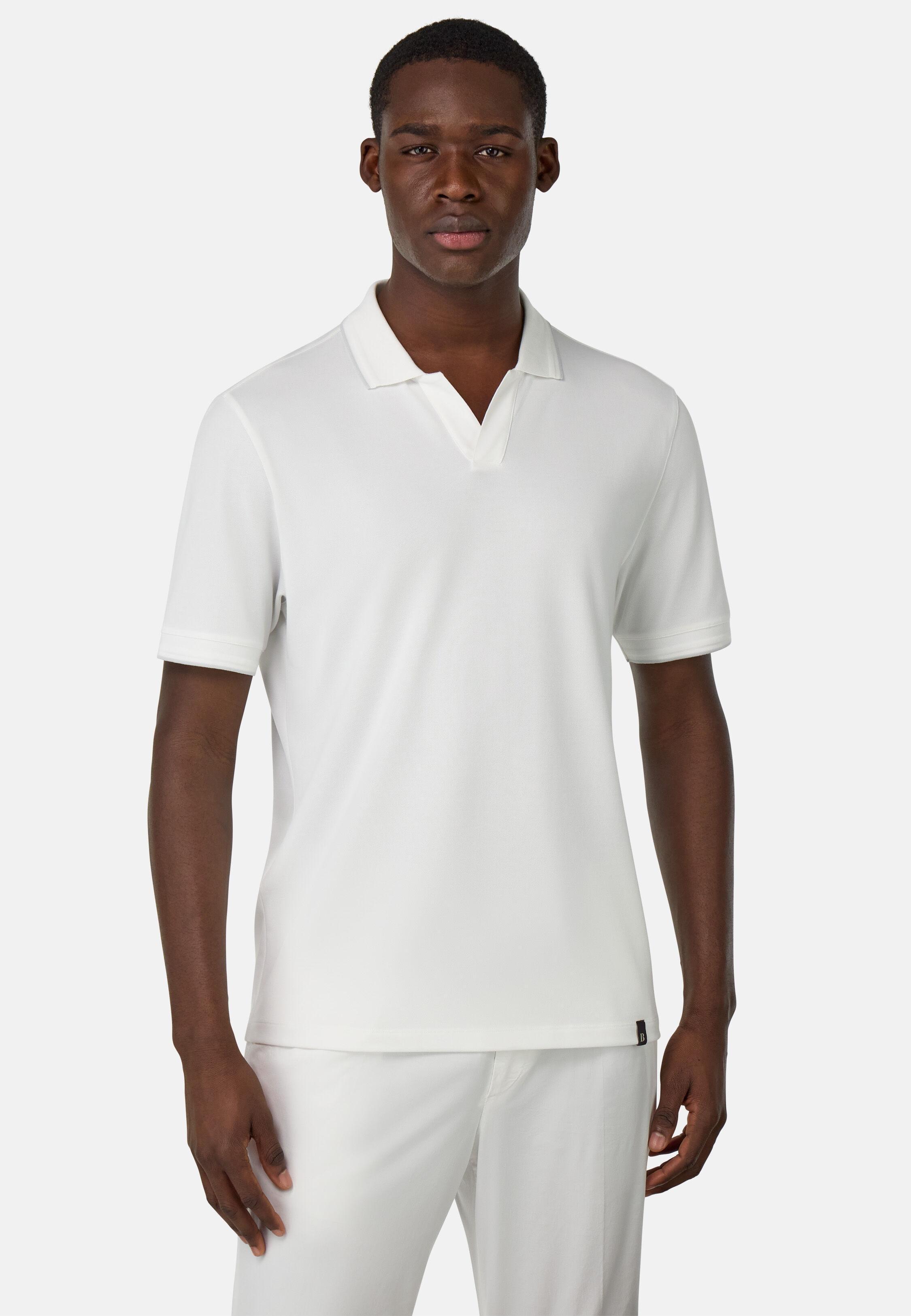 S.Cafe High-Performance Pique Polo Shirt White, White, medium