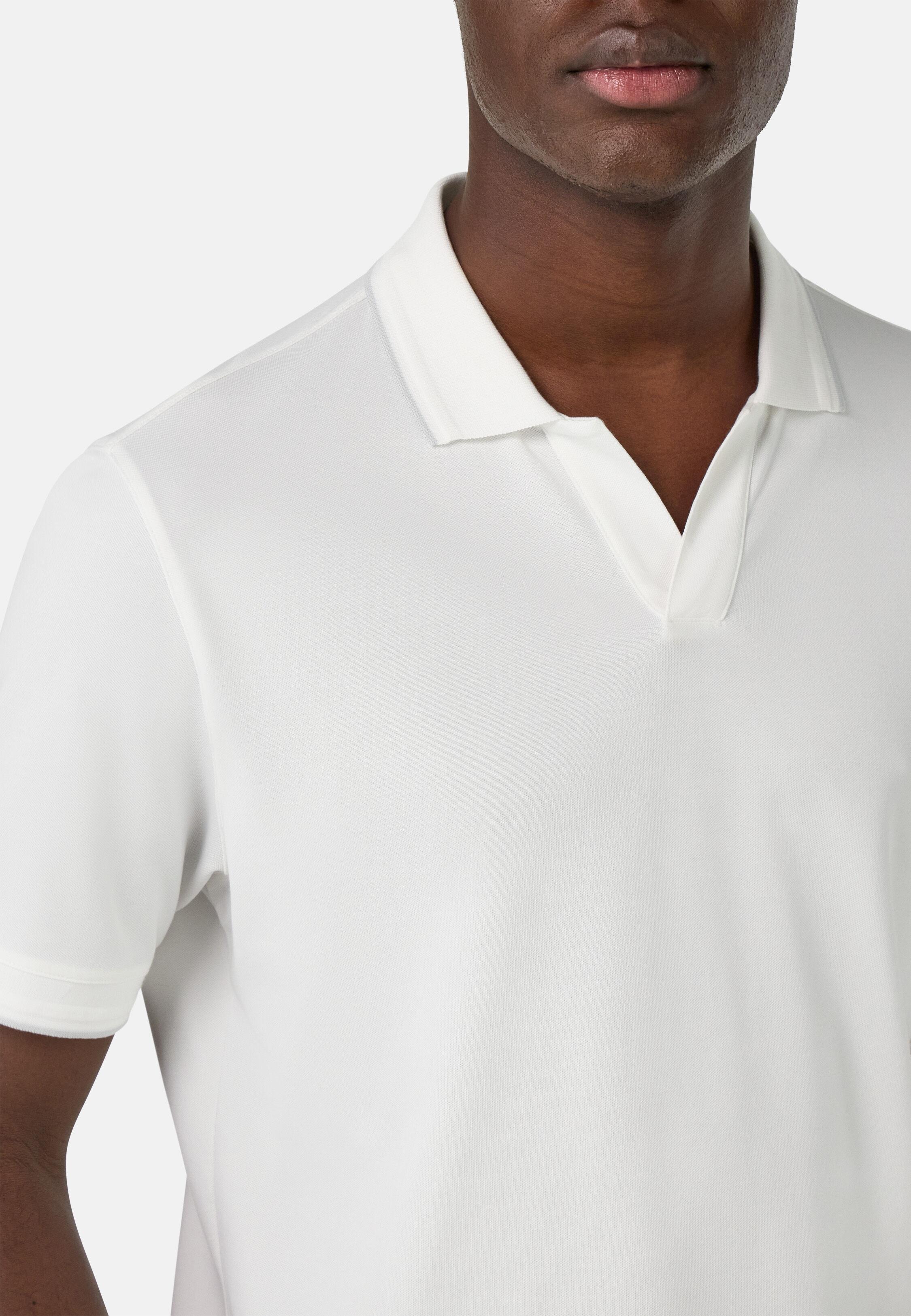 S.Cafe High-Performance Pique Polo Shirt White, White, large image number 5