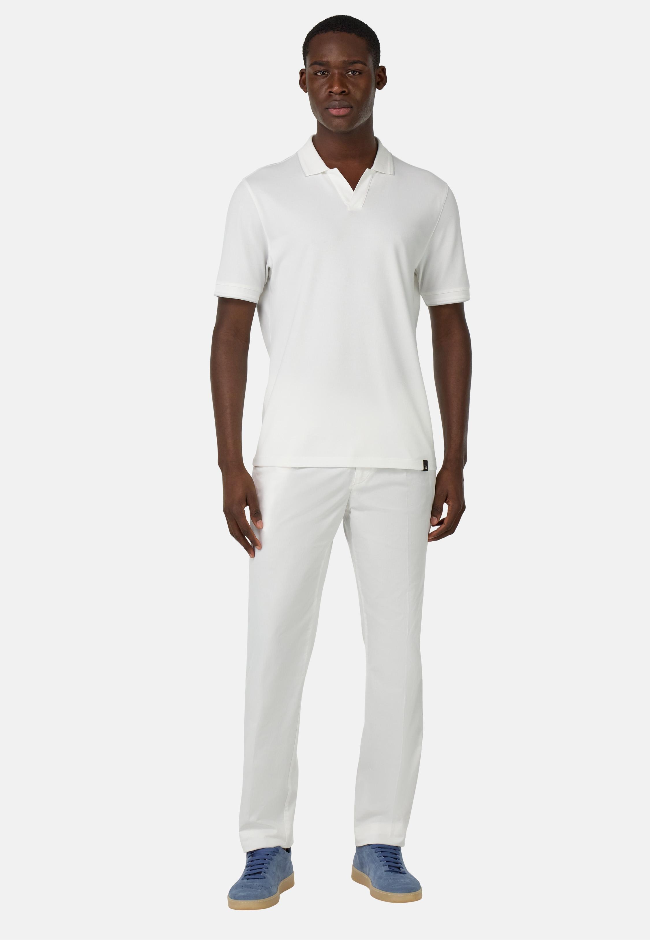 S.Cafe High-Performance Pique Polo Shirt White, White, large image number 6