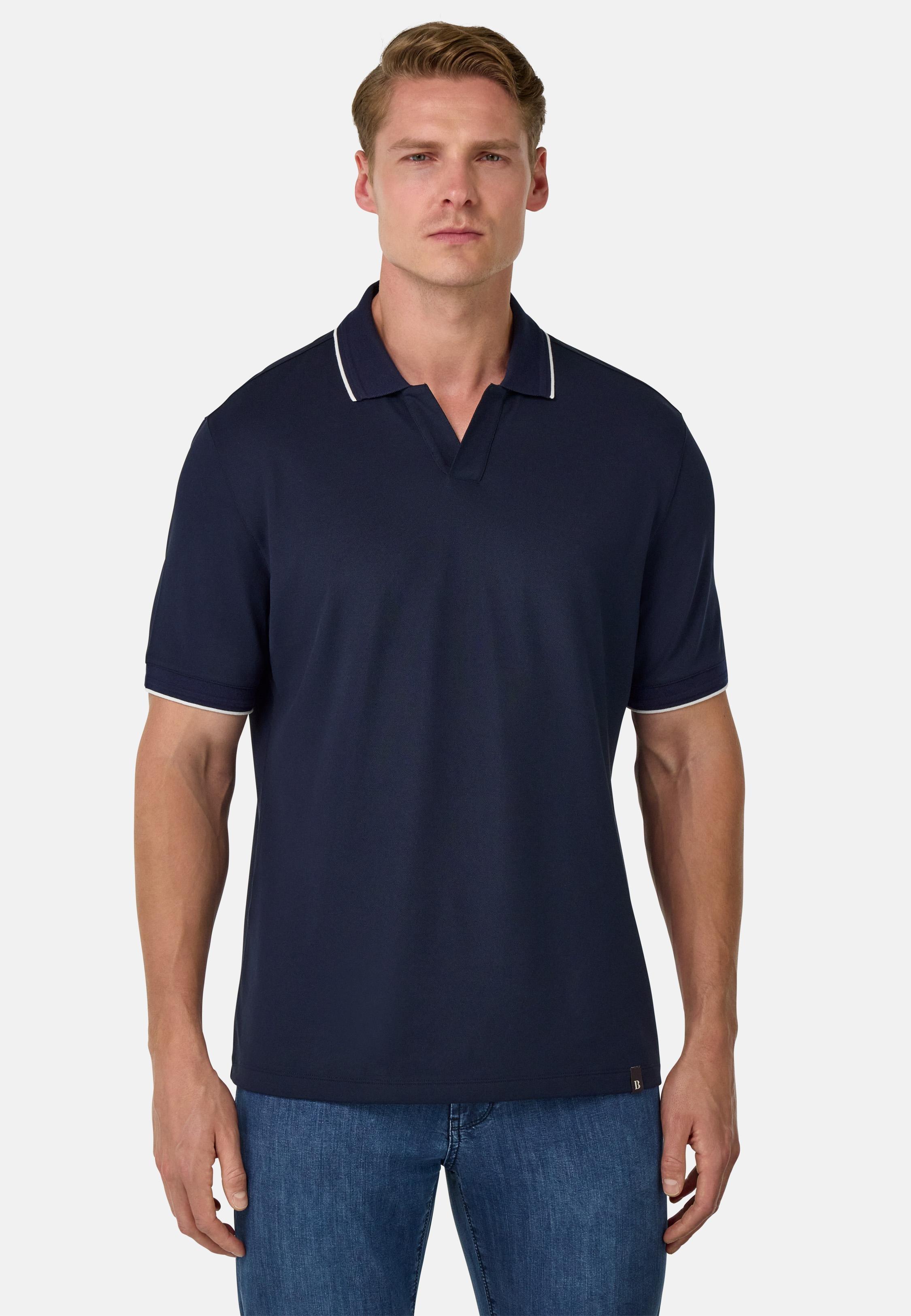 S.Cafe High-Performance Pique Polo Shirt Navy, , medium