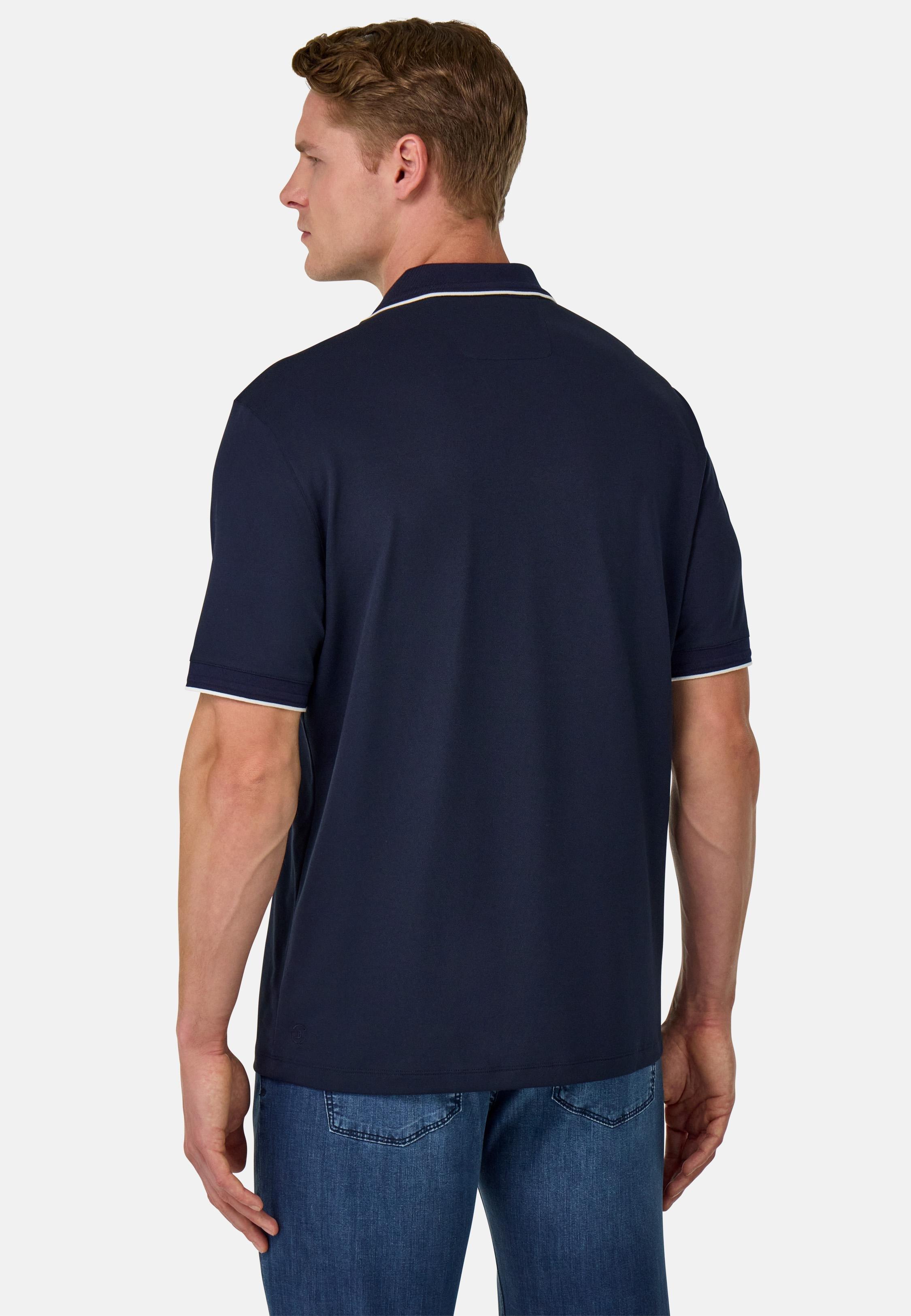 S.Cafe High-Performance Pique Polo Shirt Navy, , large image number 1