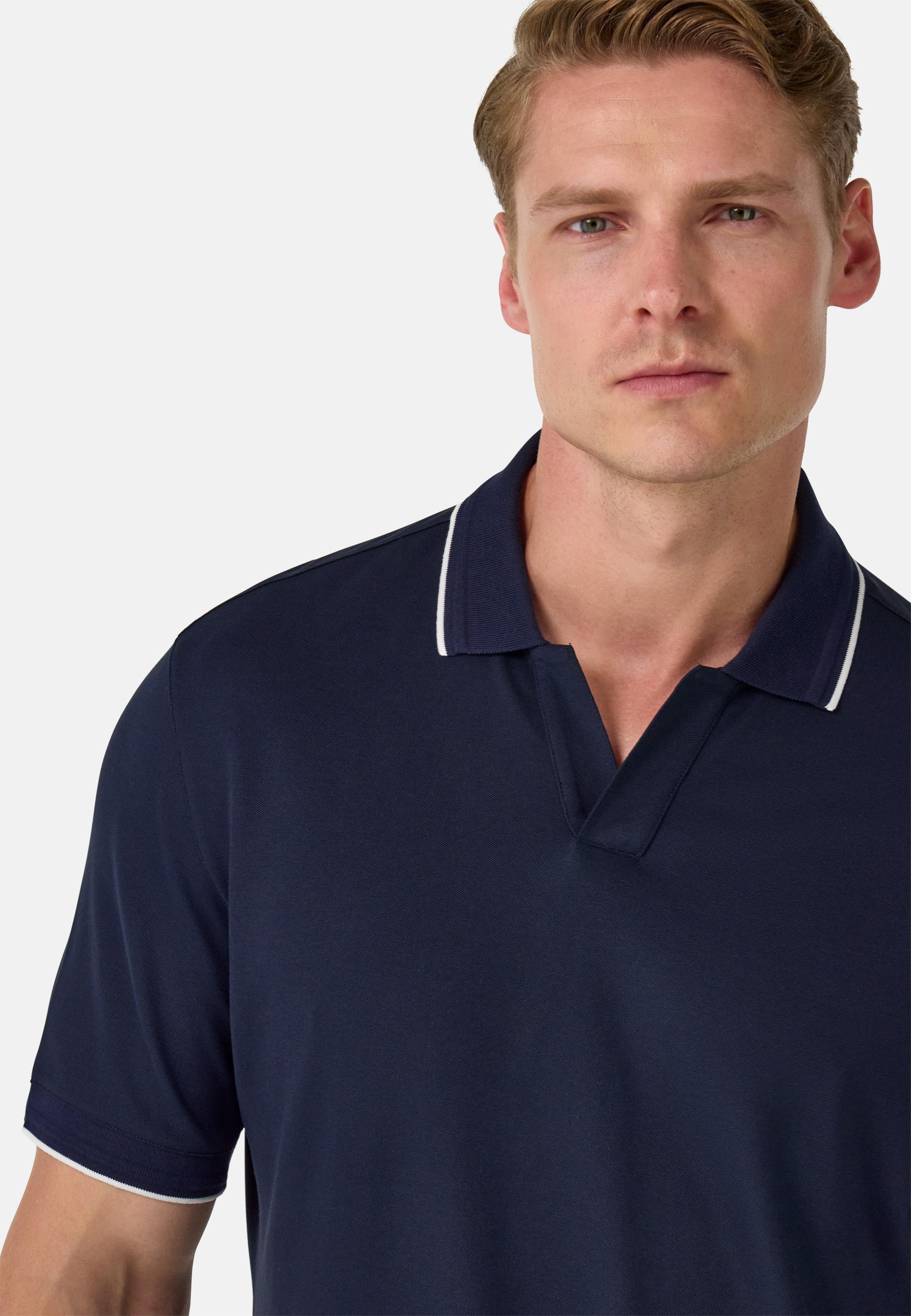 S.Cafe High-Performance Pique Polo Shirt Navy, , large image number 2