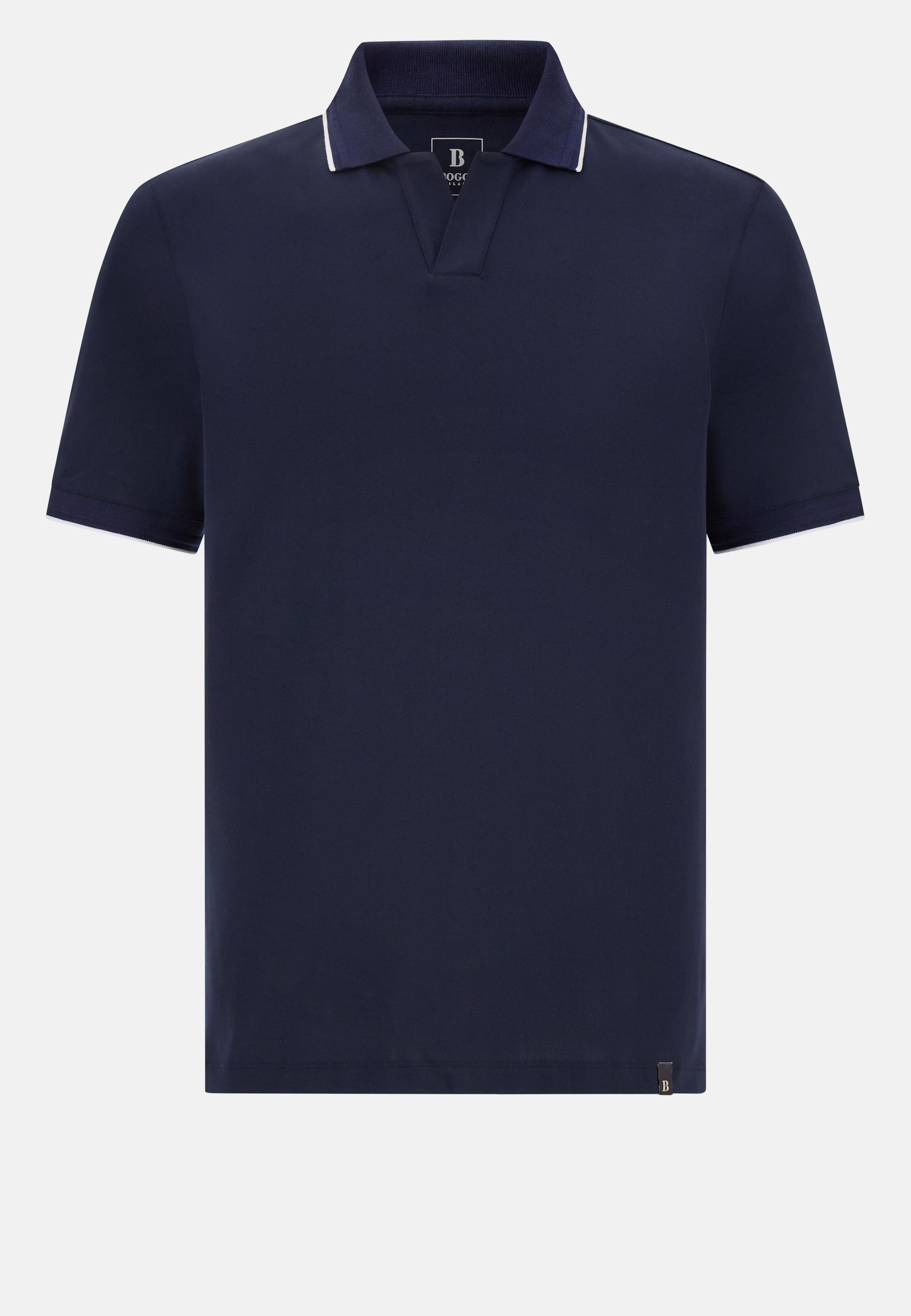 S.Cafe High-Performance Pique Polo Shirt Navy, , large image number 4