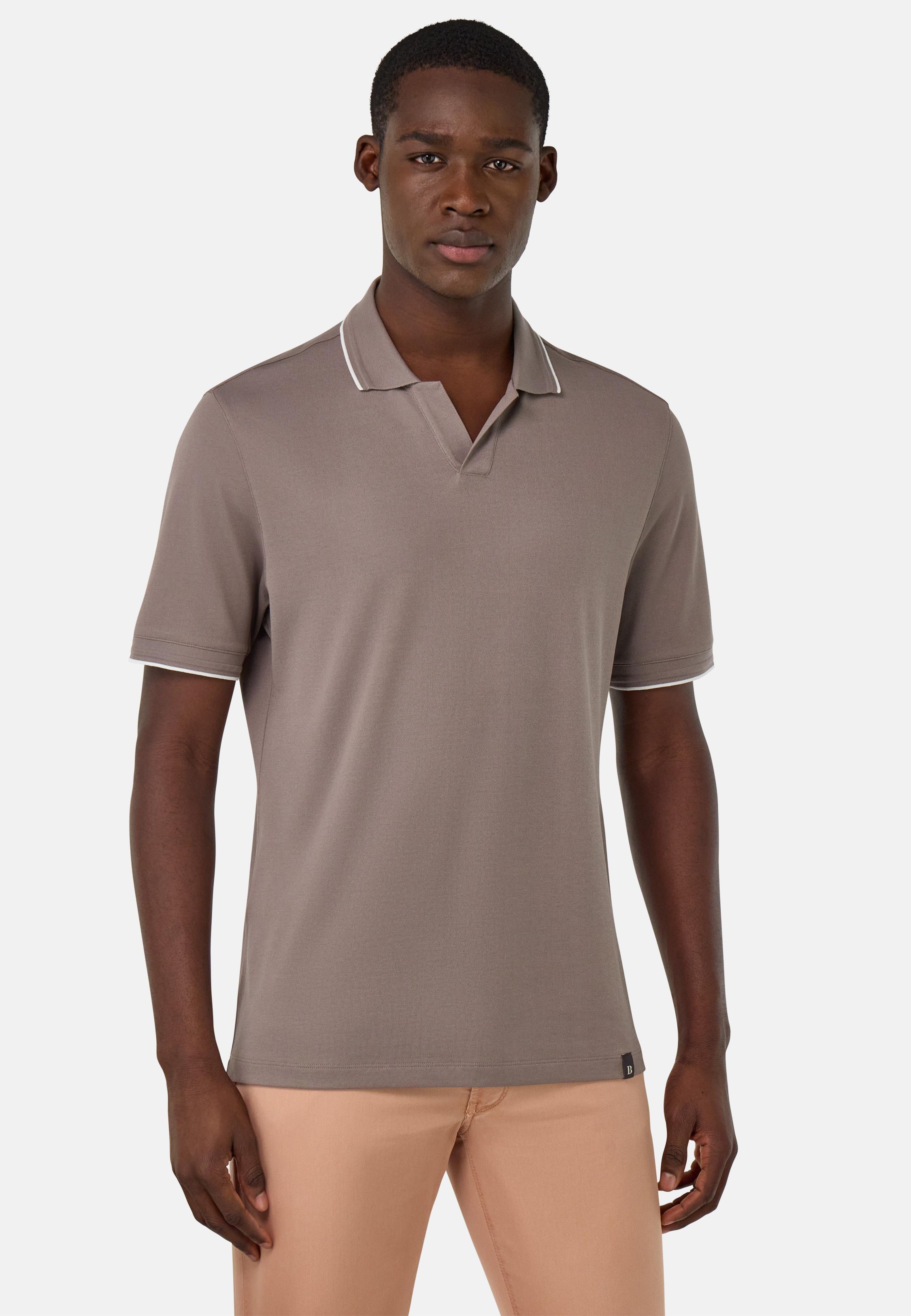 S.Cafe High-Performance Pique Polo Shirt Brown, , medium