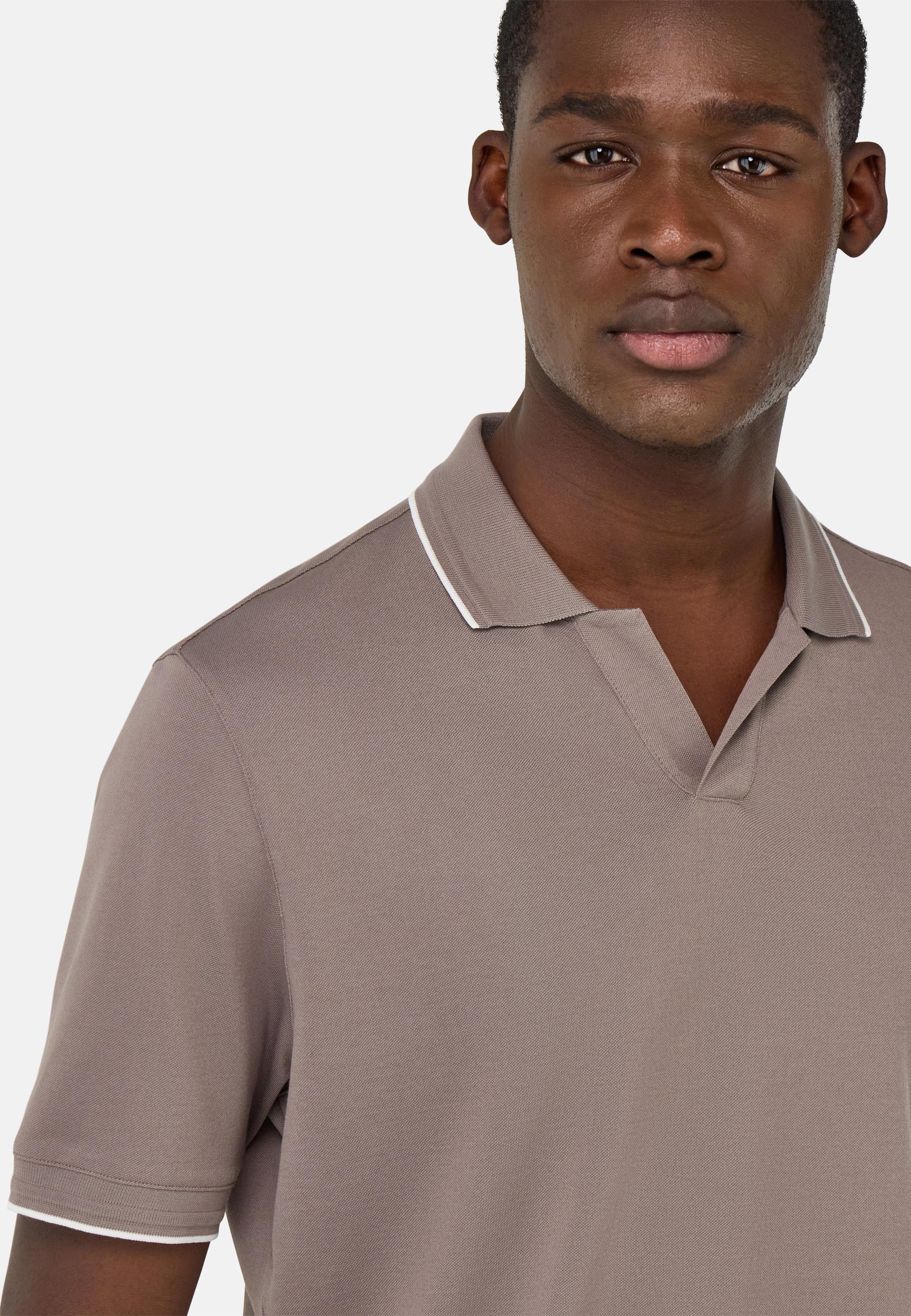 S.Cafe High-Performance Pique Polo Shirt Brown, , large image number 2