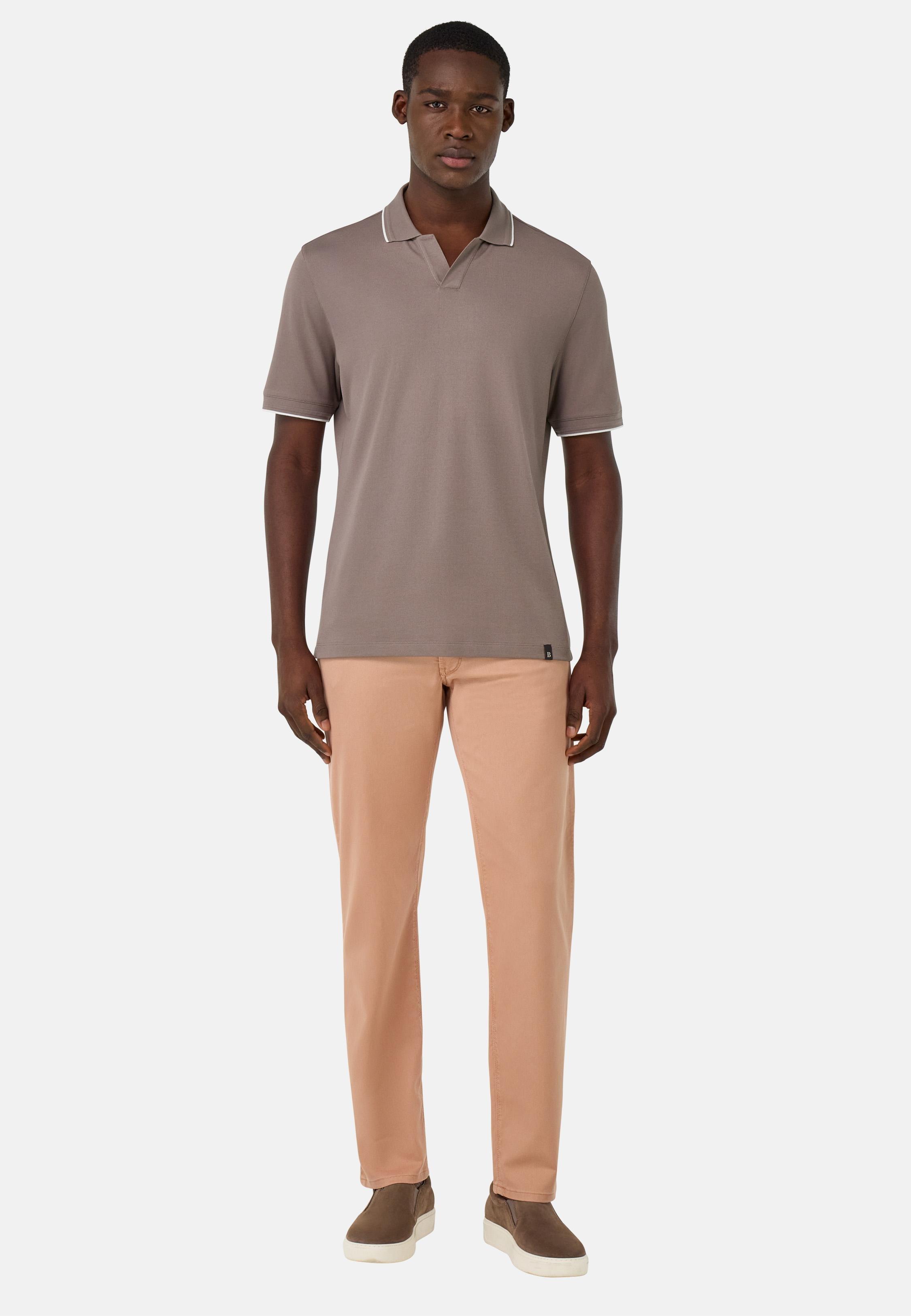 S.Cafe High-Performance Pique Polo Shirt Brown, , large image number 3