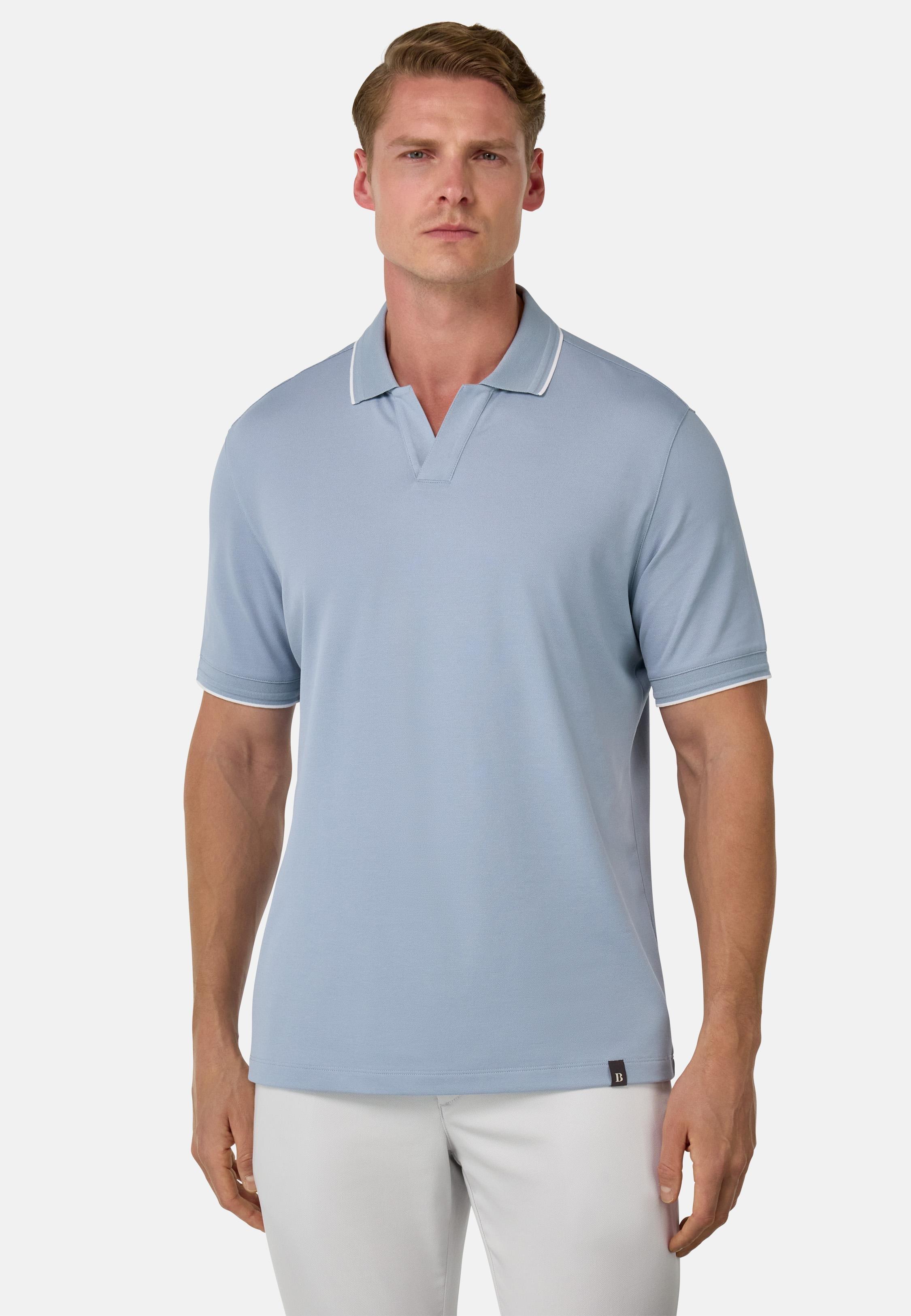 S.Cafe High-Performance Pique Polo Shirt Blue, , medium