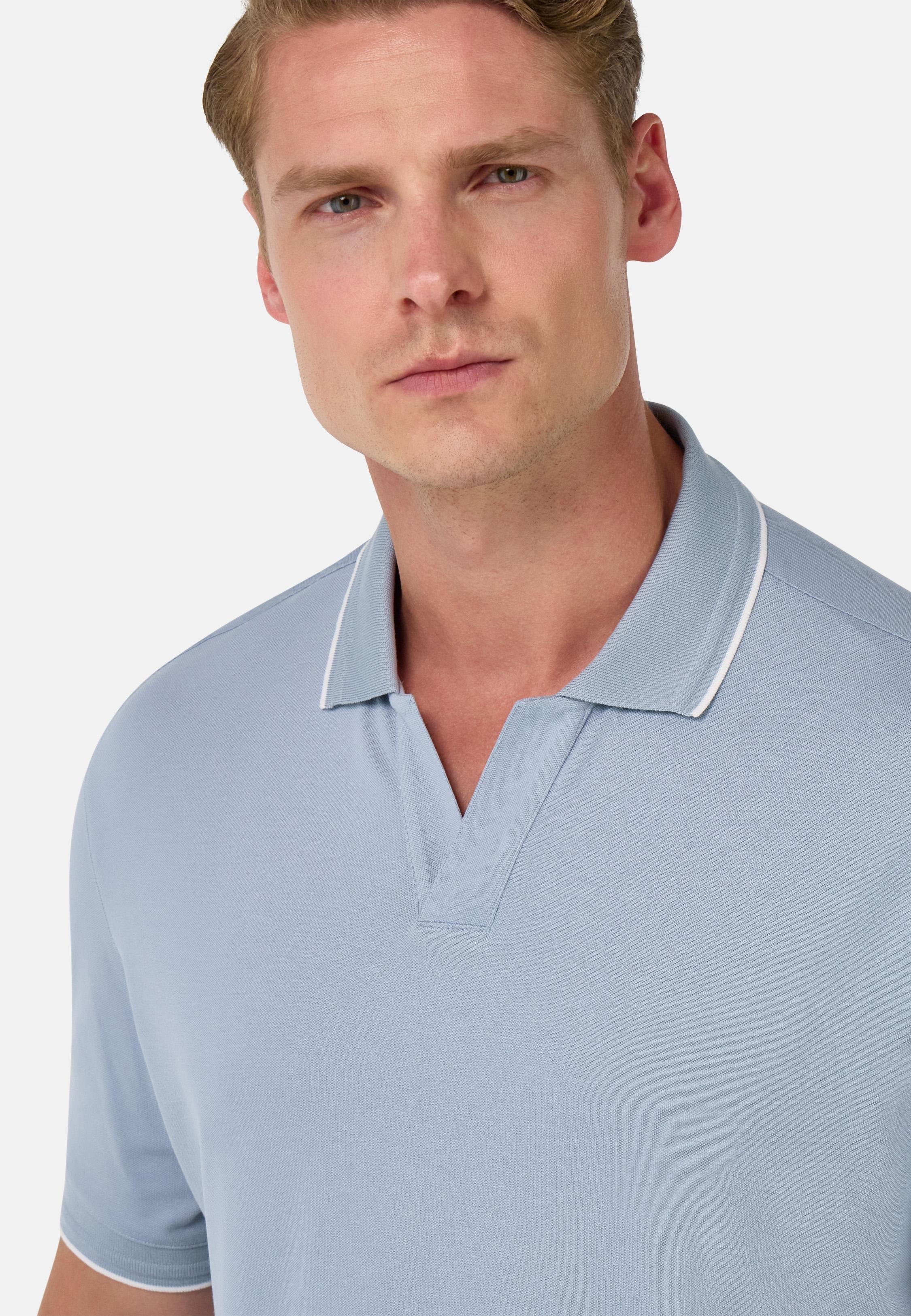 S.Cafe High-Performance Pique Polo Shirt Blue, , large image number 2