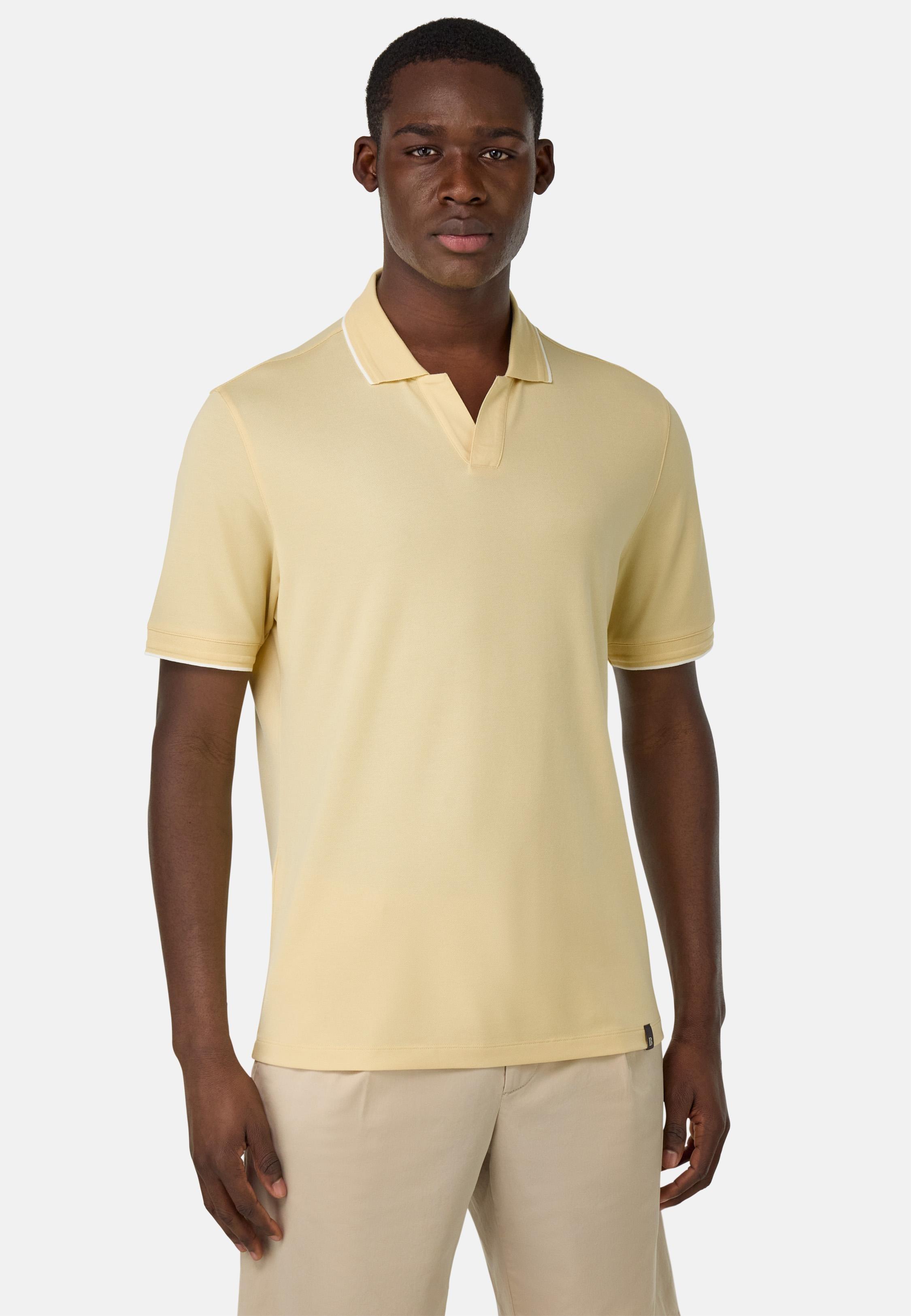 S.Cafe High-Performance Pique Polo Shirt Yellow, , medium