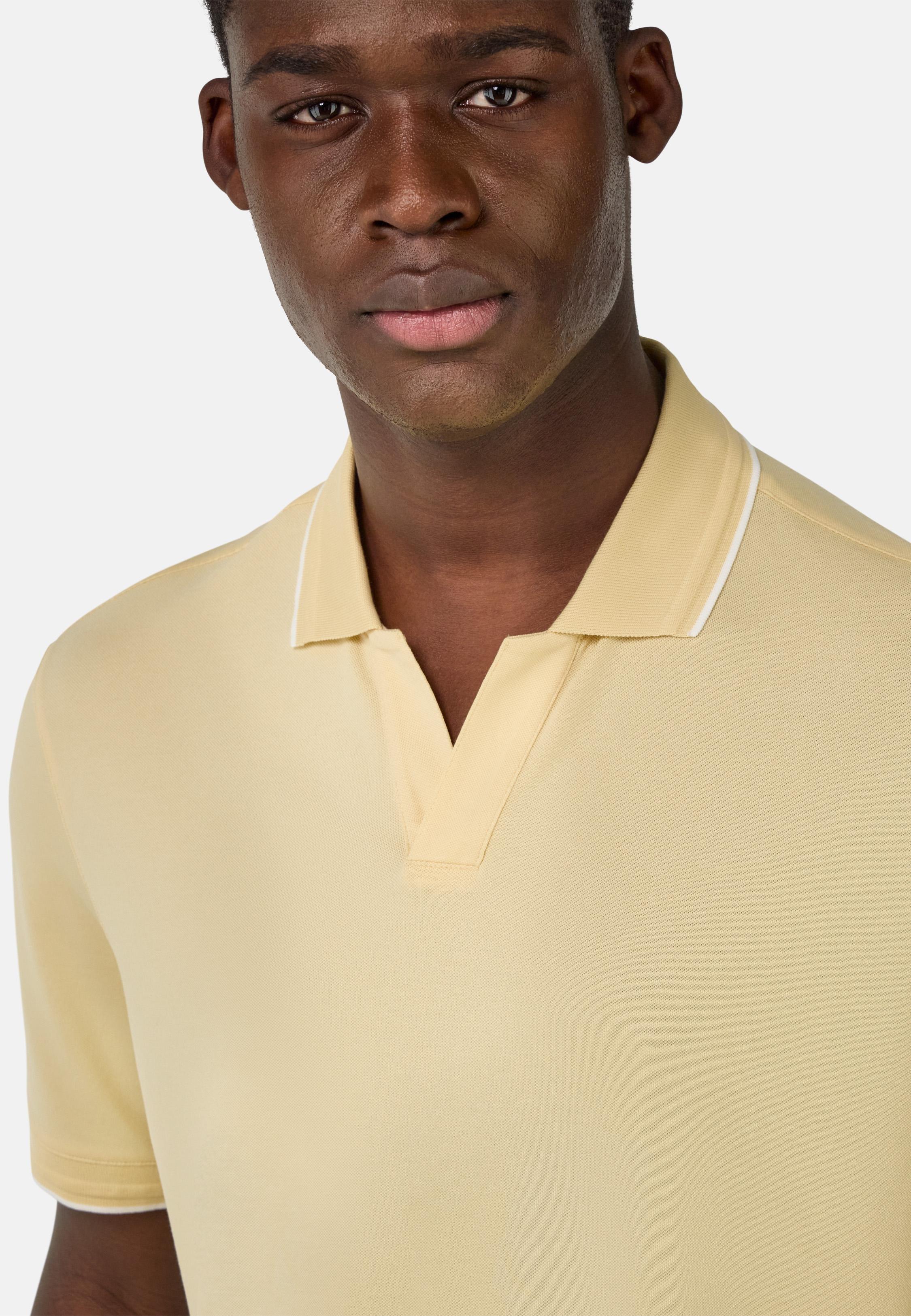 S.Cafe High-Performance Pique Polo Shirt Yellow, Yellow, medium