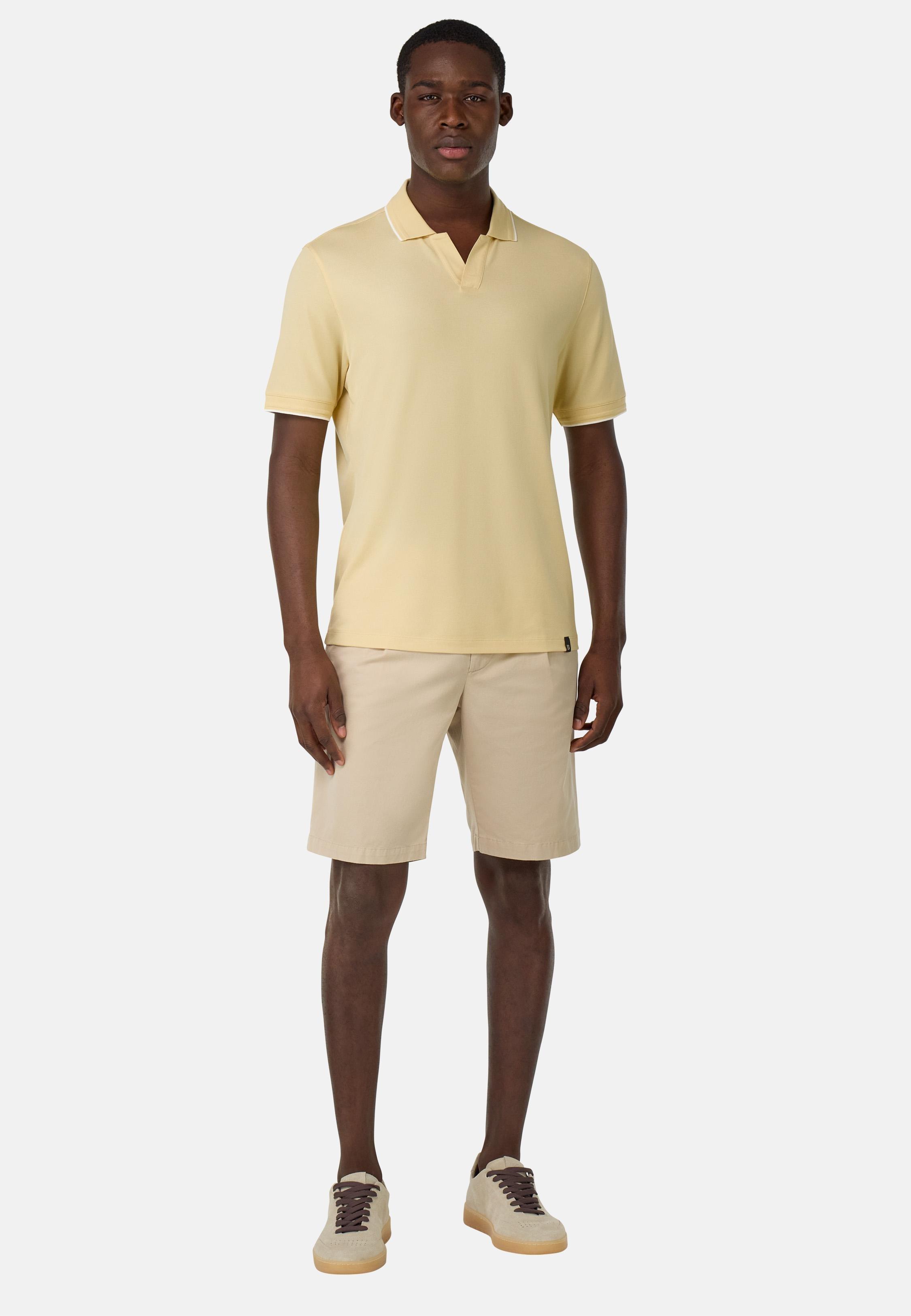 S.Cafe High-Performance Pique Polo Shirt Yellow, Yellow, large image number 3